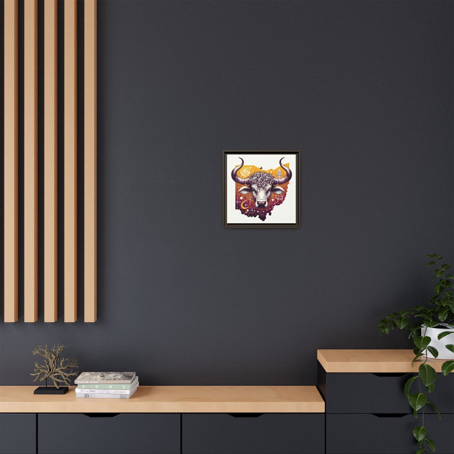 Ohio Bull Artwork - Multi-Color Framed Canvas Print