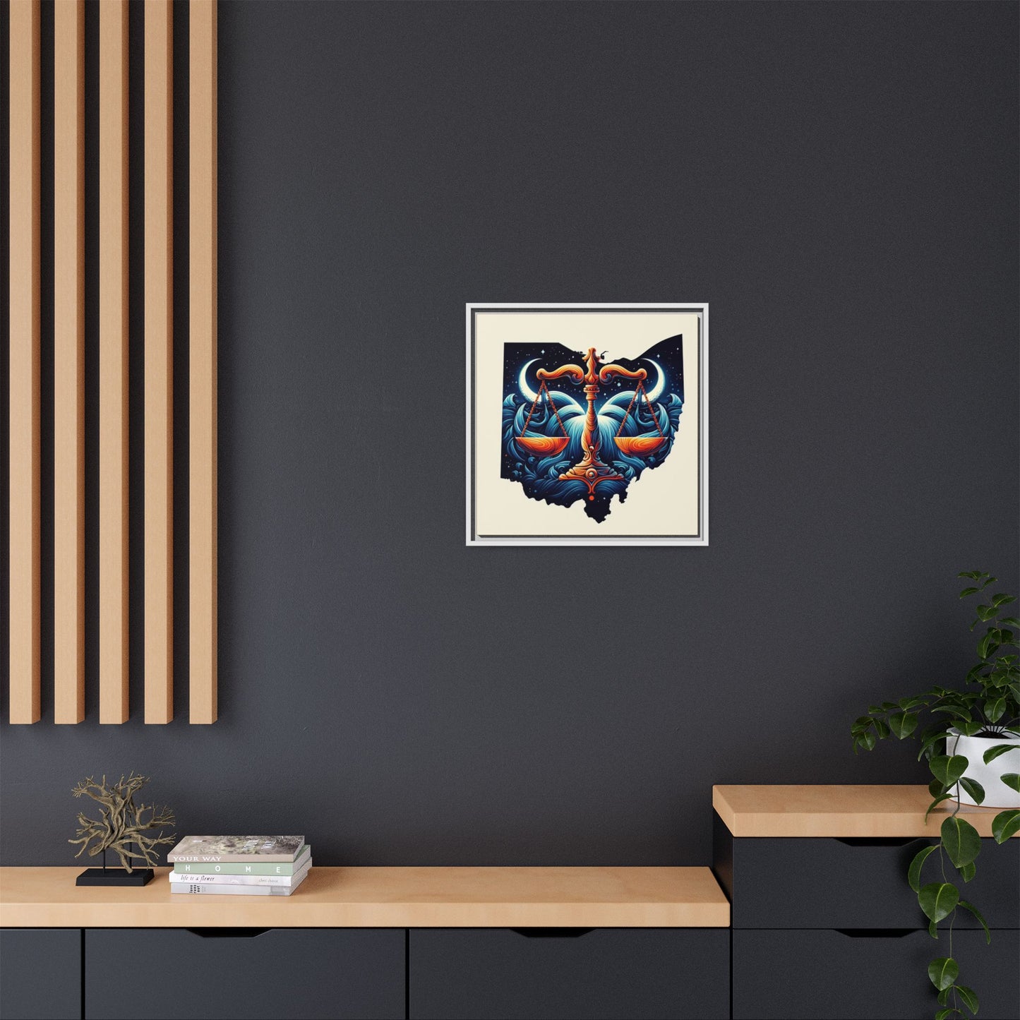 Framed Ohio Balance Artwork - Multi-Color Matte Canvas