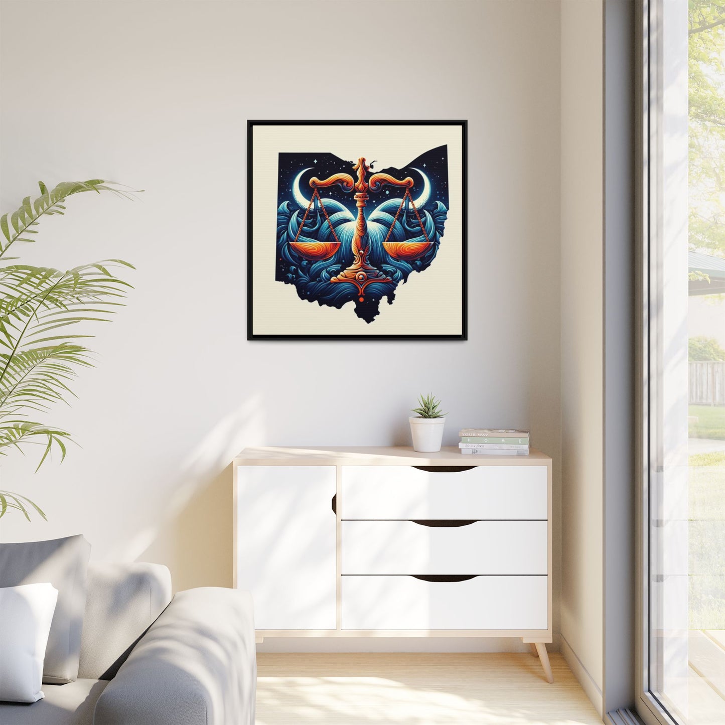 Framed Ohio Balance Artwork - Multi-Color Matte Canvas