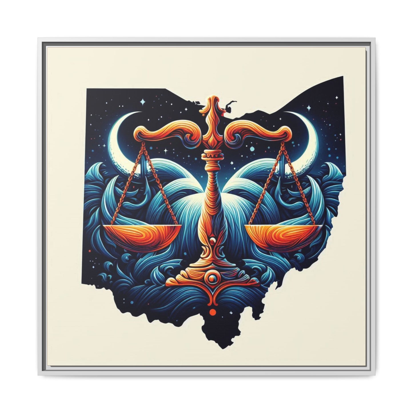 Framed Ohio Balance Artwork - Multi-Color Matte Canvas