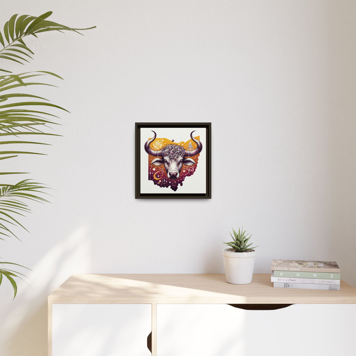 Ohio Bull Artwork - Multi-Color Framed Canvas Print