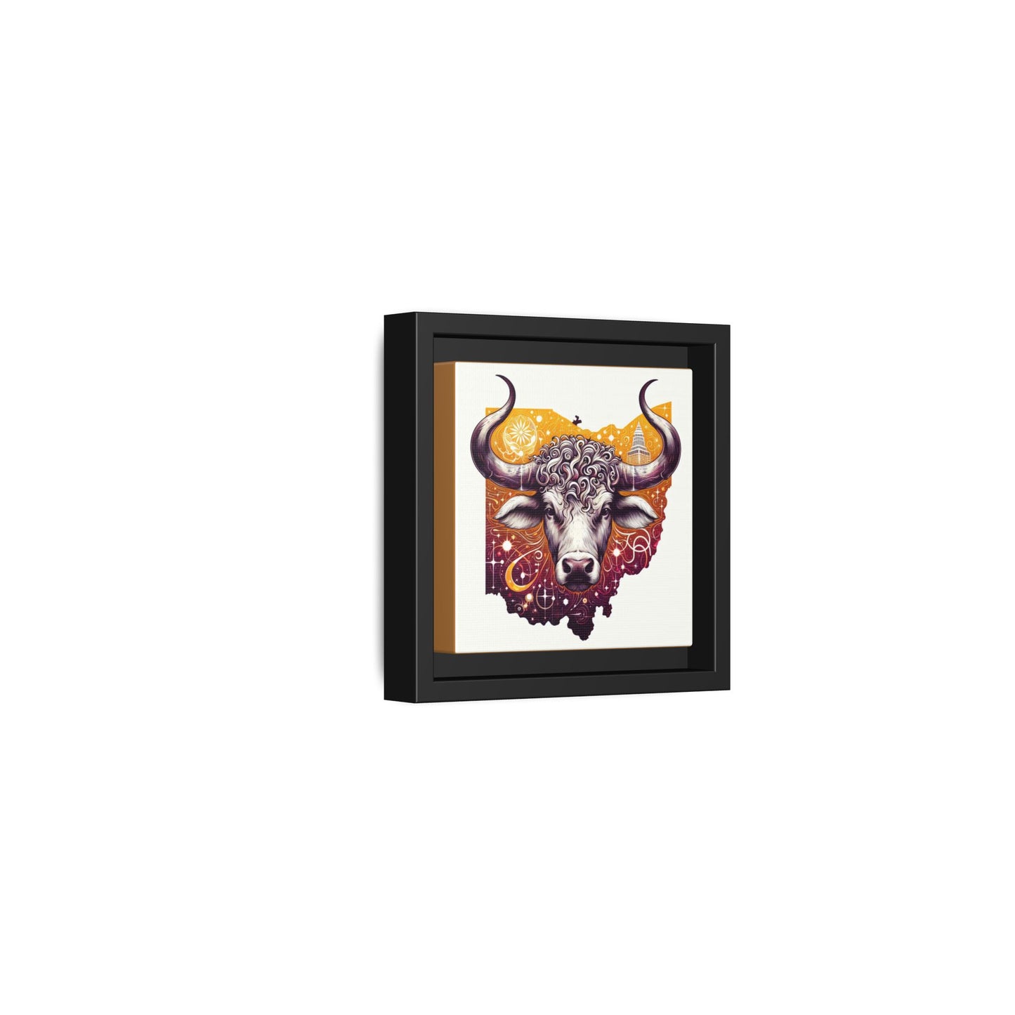 Ohio Bull Artwork - Multi-Color Framed Canvas Print
