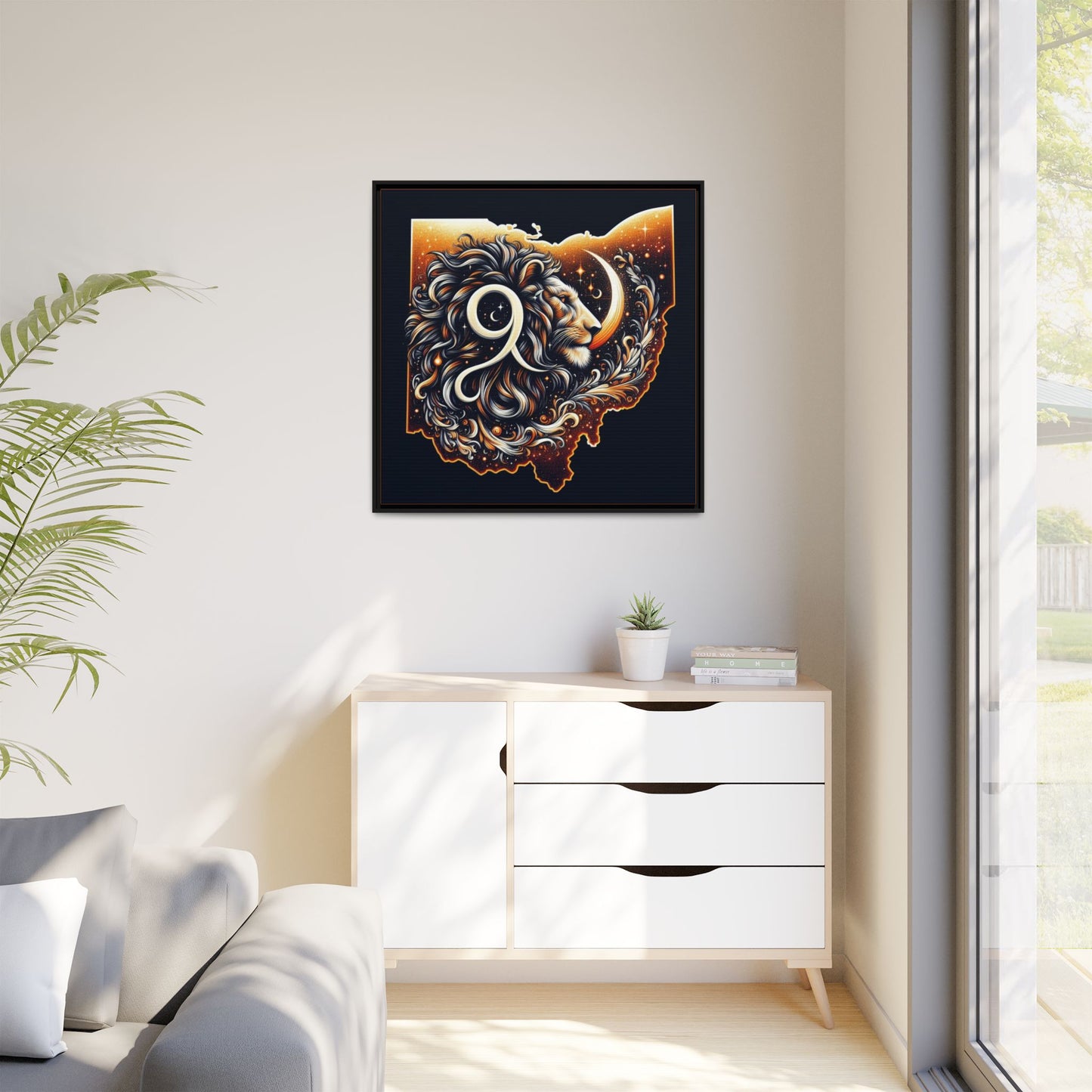 Ohio Leo Zodiac Print Matte Canvas, Framed (Multi-color)