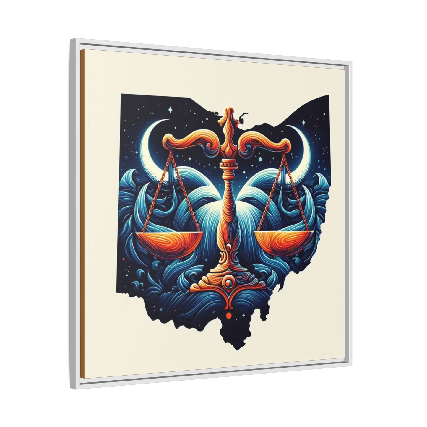 Framed Ohio Balance Artwork - Multi-Color Matte Canvas