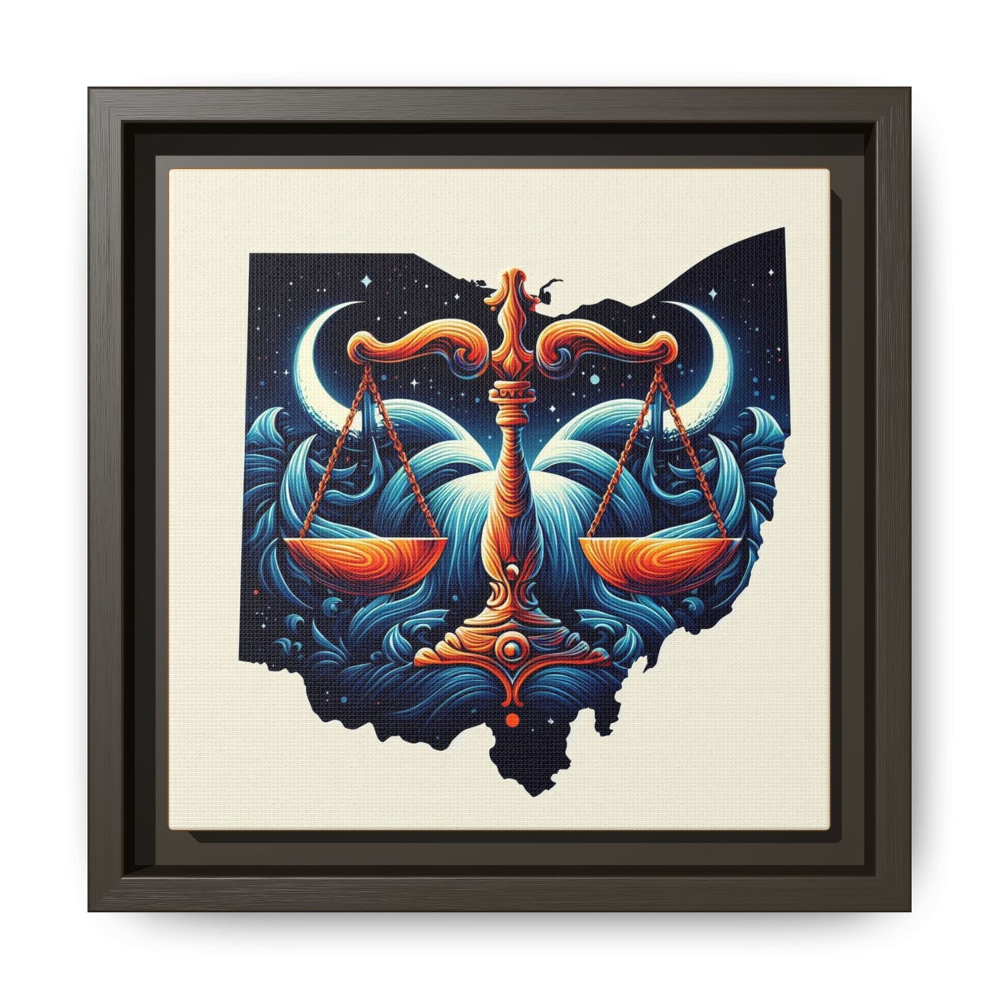Framed Ohio Balance Artwork - Multi-Color Matte Canvas