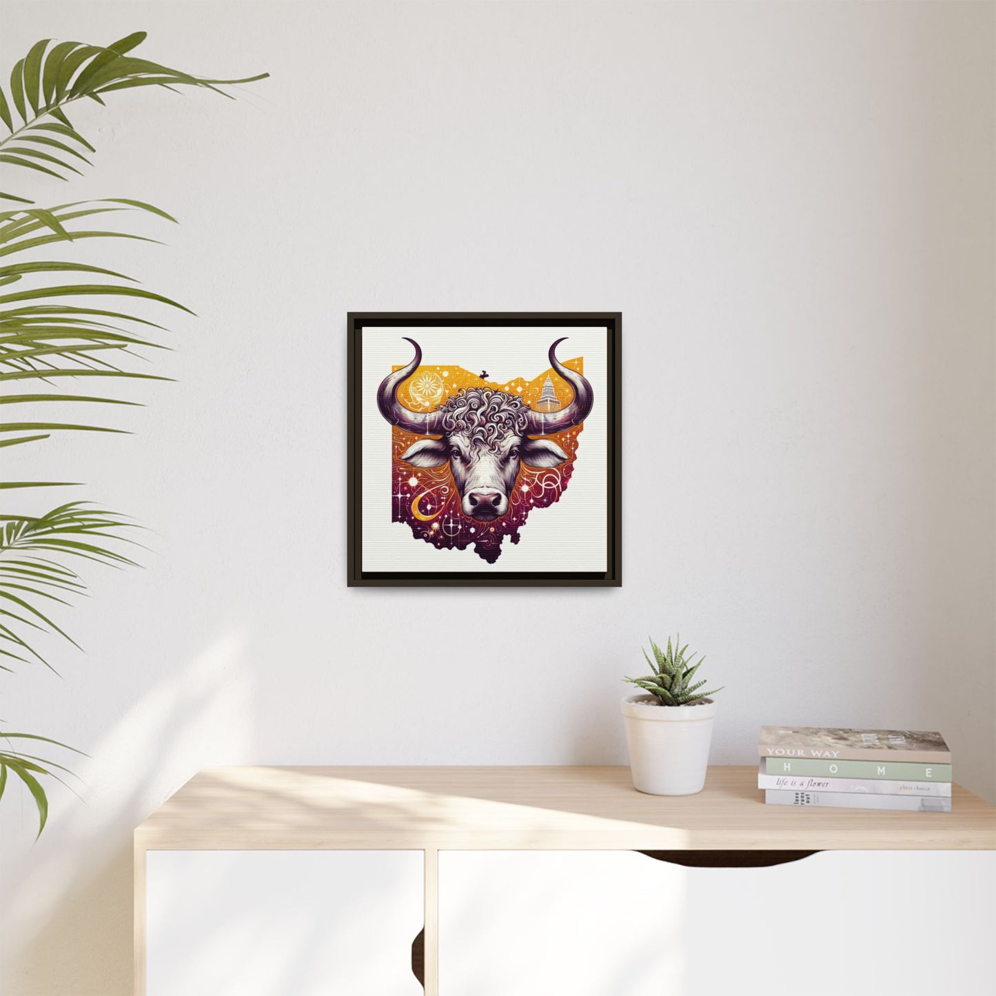 Ohio Bull Artwork - Multi-Color Framed Canvas Print