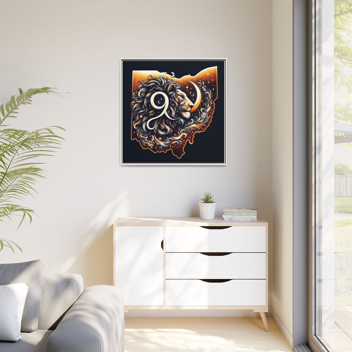 Ohio Leo Zodiac Print Matte Canvas, Framed (Multi-color)