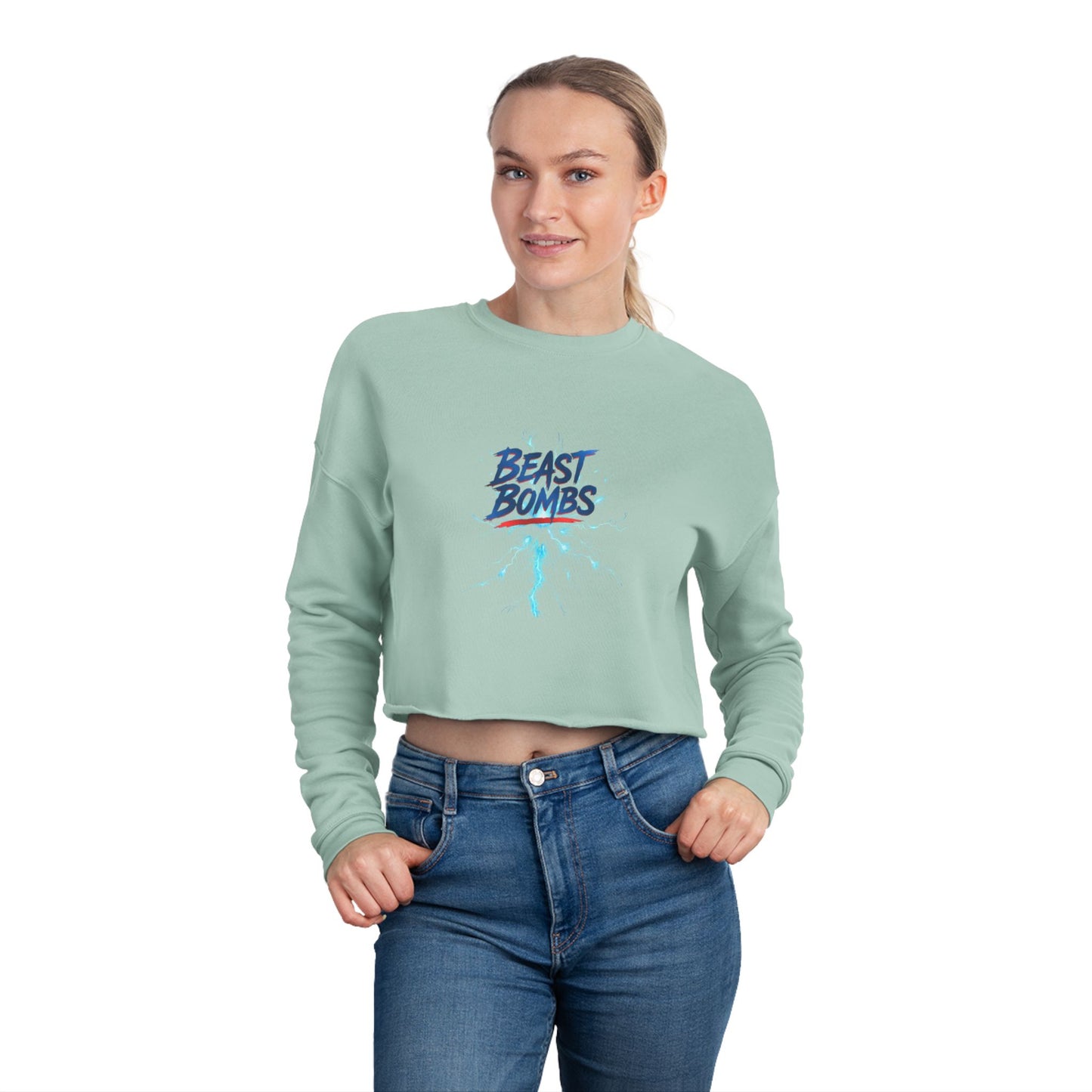 Beast Bombs Women's Cropped Sweatshirt, Casual Streetwear, Workout Fashion, Gear for Her, Fall/Winter Style, Cozy Lounge Wear