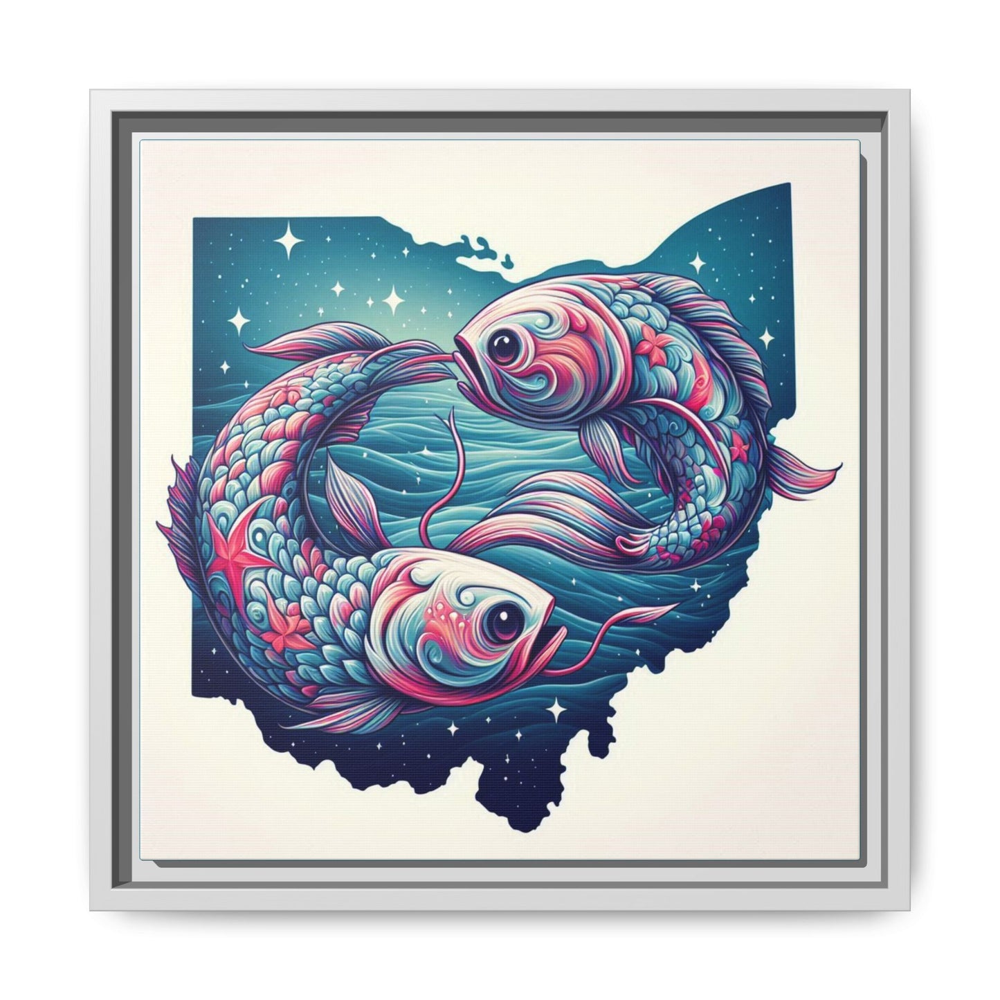 Vibrant Koi Fish Canvas Print - Framed Ohio Art