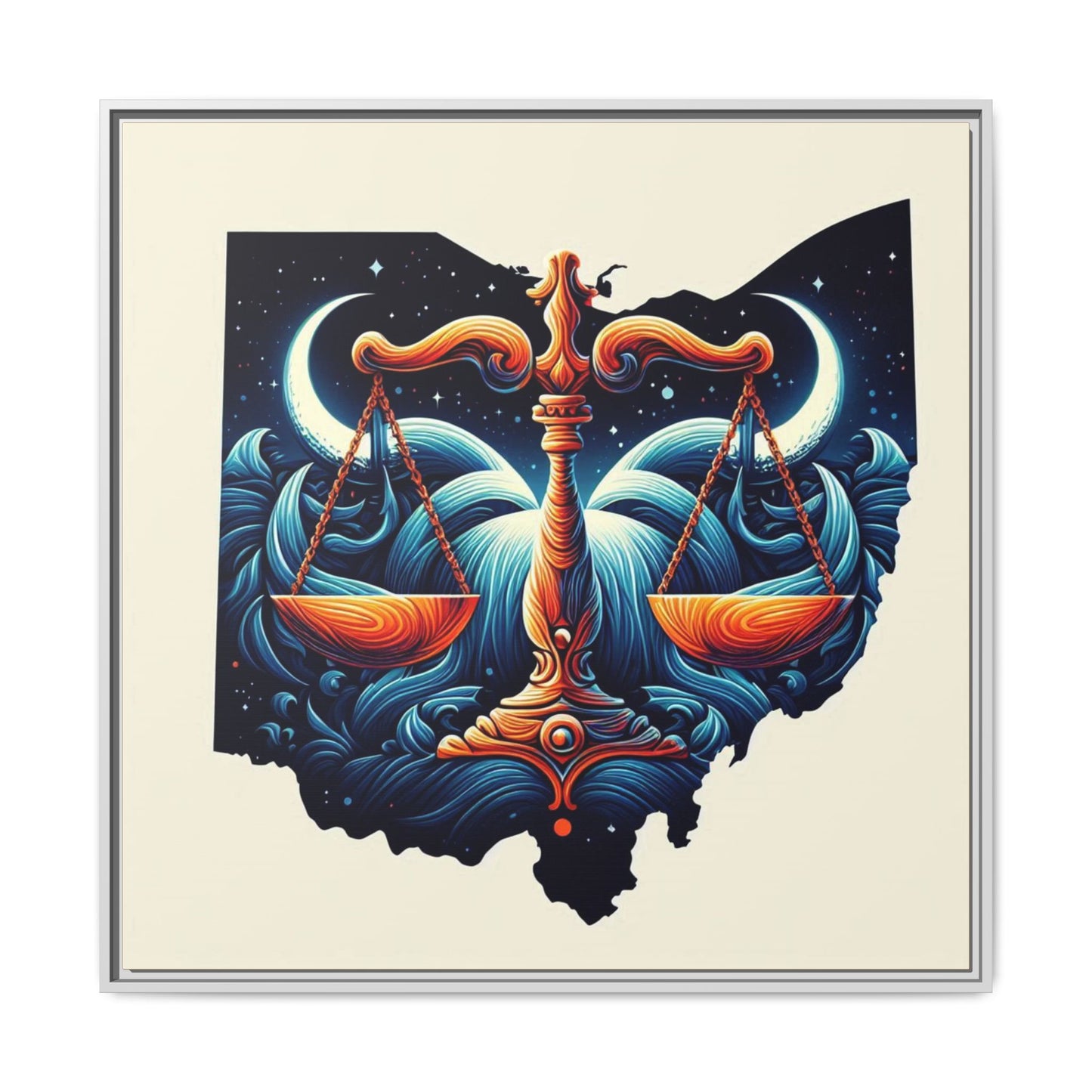 Framed Ohio Balance Artwork - Multi-Color Matte Canvas