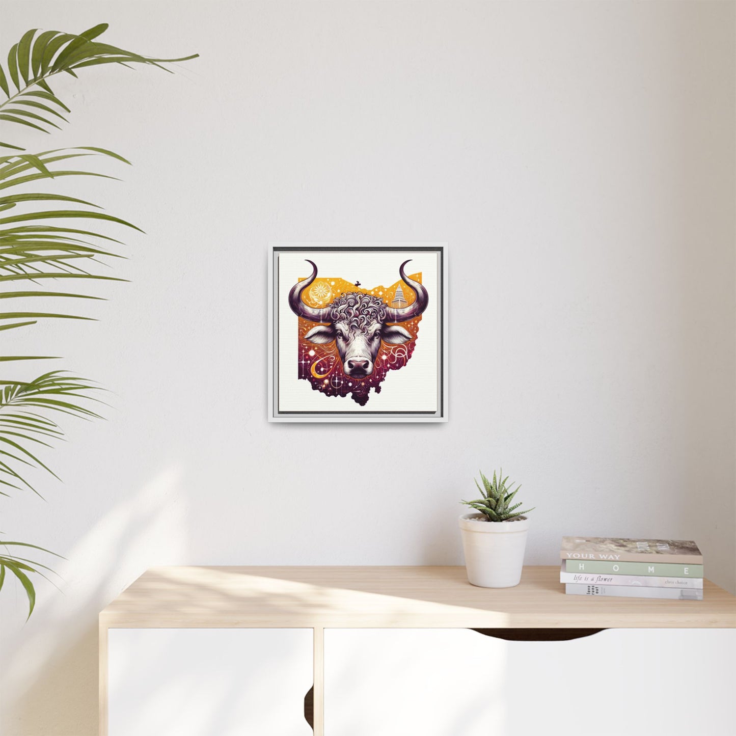 Ohio Bull Artwork - Multi-Color Framed Canvas Print