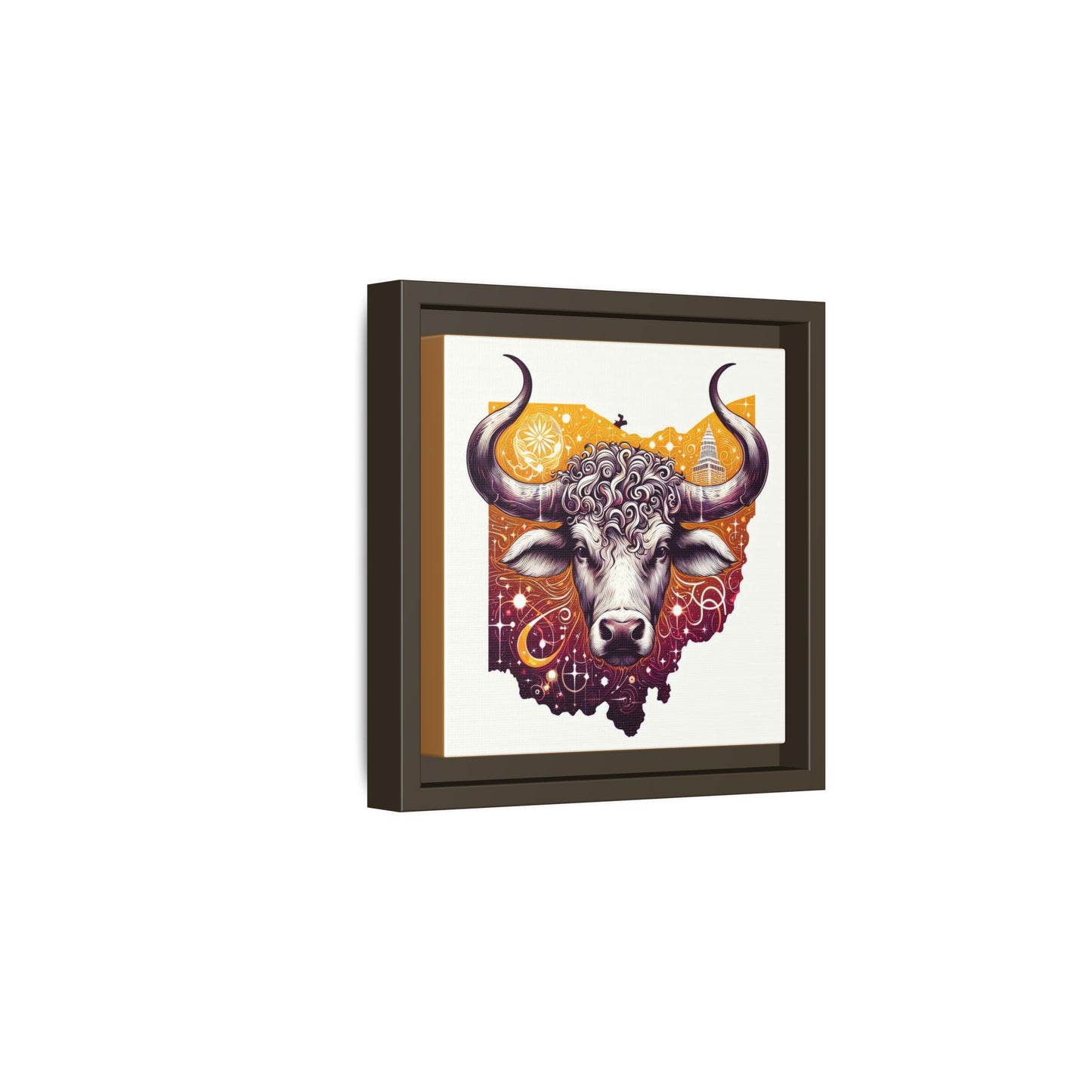 Ohio Bull Artwork - Multi-Color Framed Canvas Print