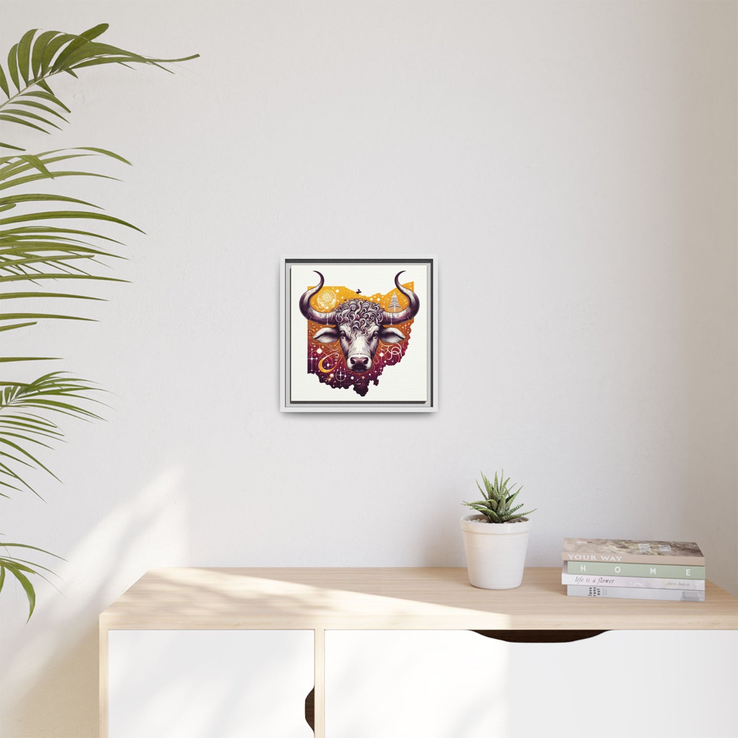 Ohio Bull Artwork - Multi-Color Framed Canvas Print