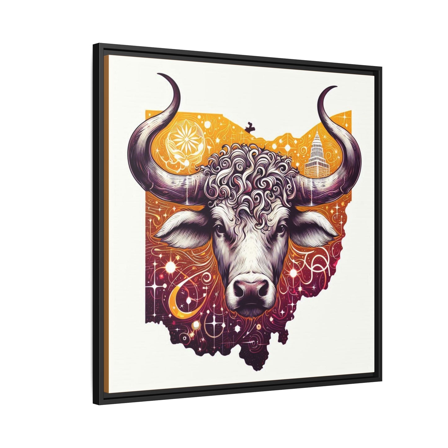 Ohio Bull Artwork - Multi-Color Framed Canvas Print