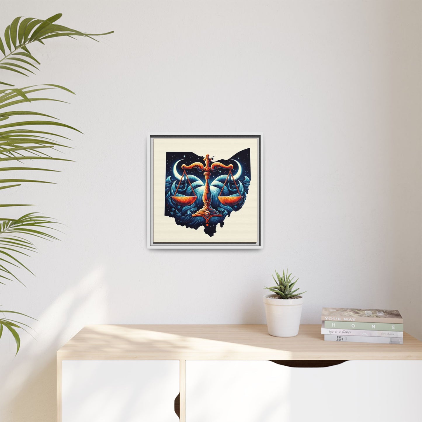 Framed Ohio Balance Artwork - Multi-Color Matte Canvas