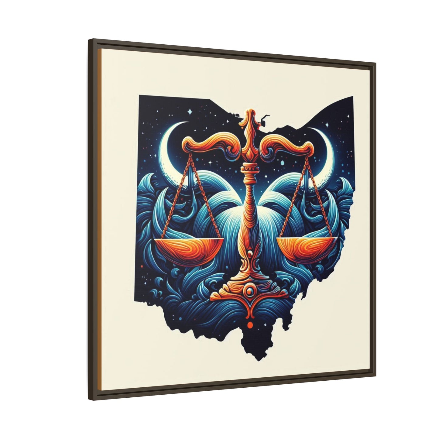 Framed Ohio Balance Artwork - Multi-Color Matte Canvas