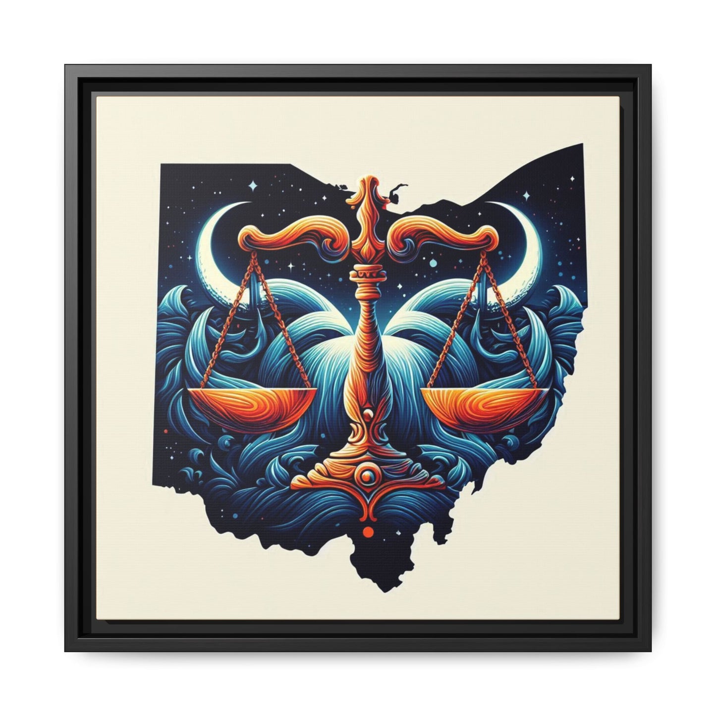 Framed Ohio Balance Artwork - Multi-Color Matte Canvas