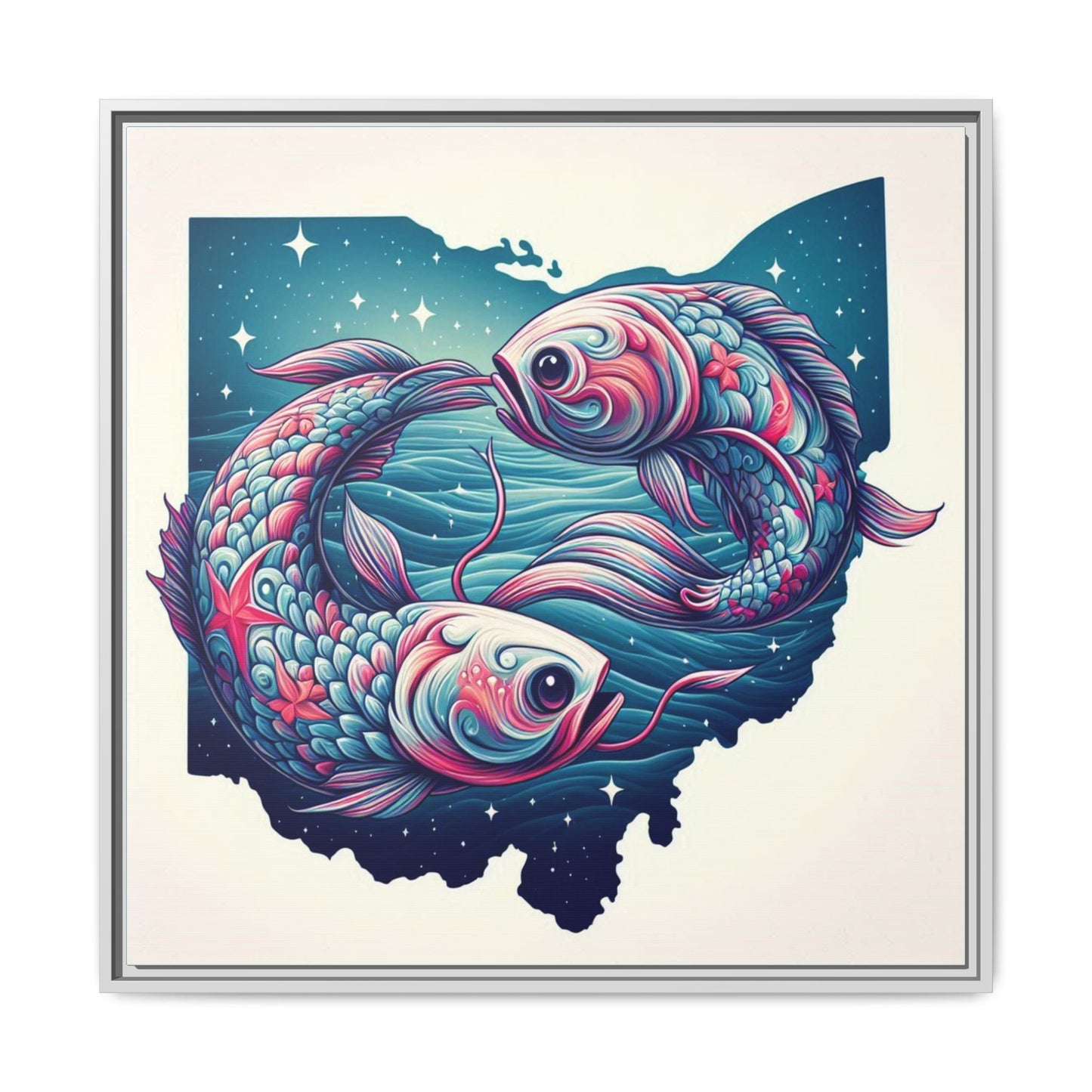 Vibrant Koi Fish Canvas Print - Framed Ohio Art