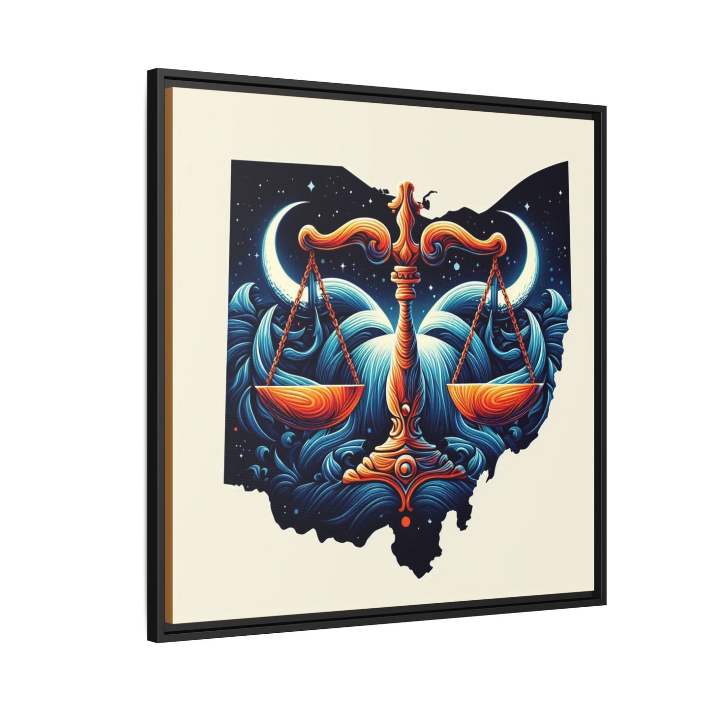 Framed Ohio Balance Artwork - Multi-Color Matte Canvas