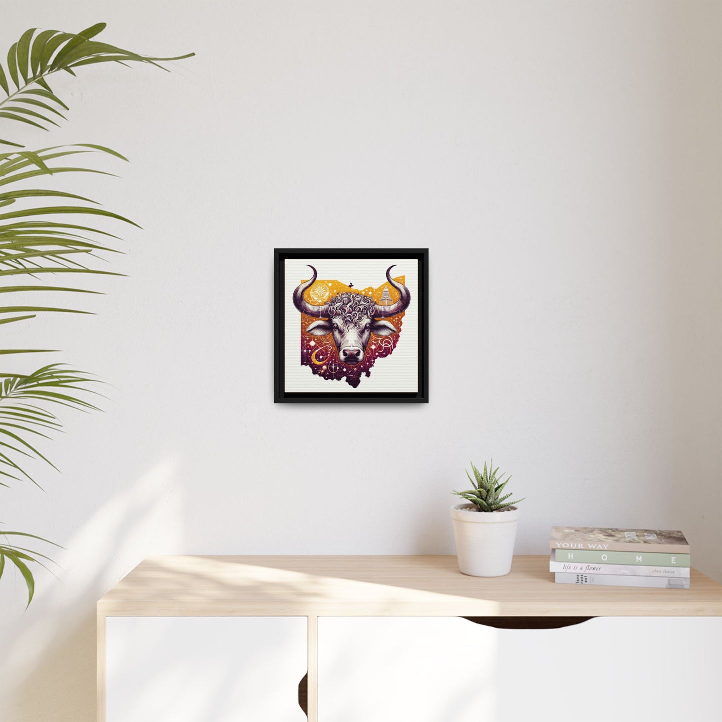 Ohio Bull Artwork - Multi-Color Framed Canvas Print