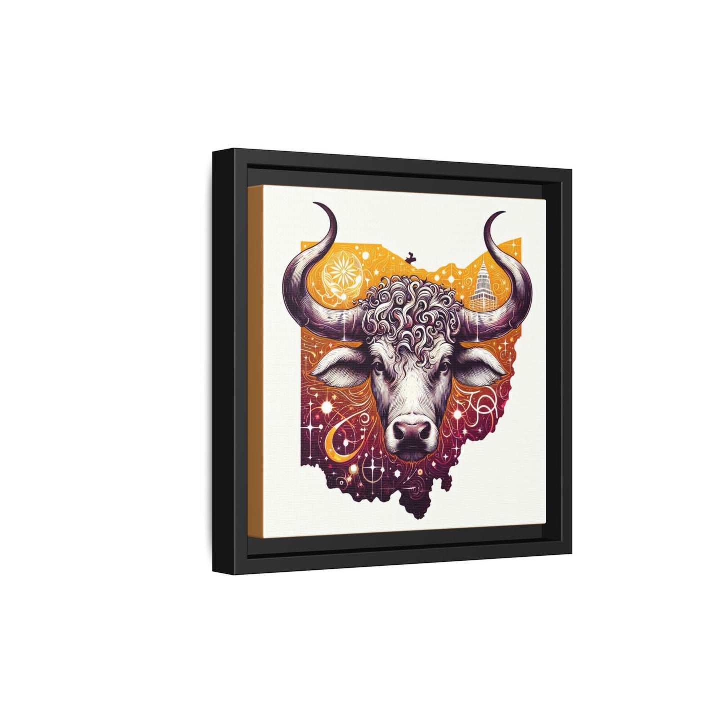 Ohio Bull Artwork - Multi-Color Framed Canvas Print