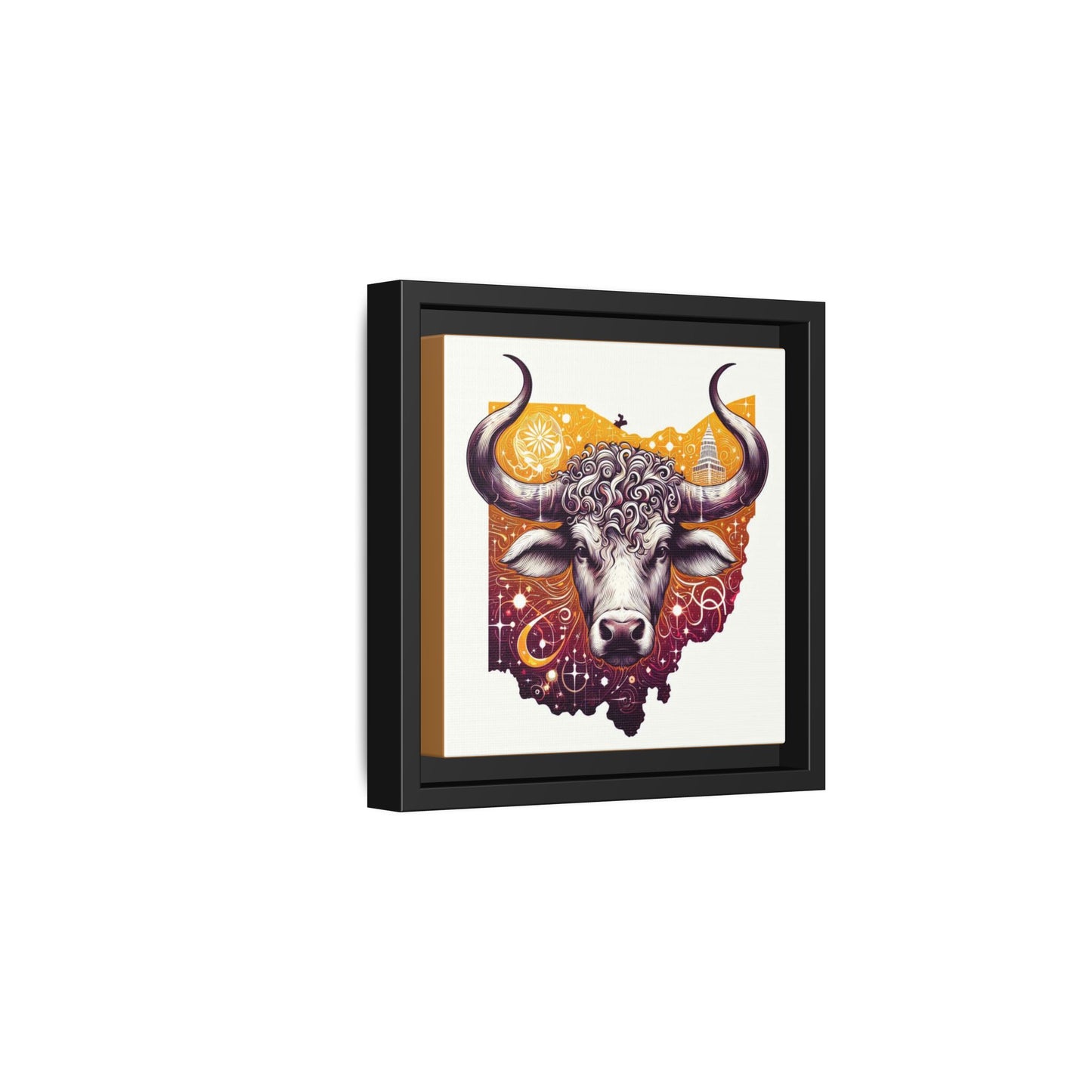 Ohio Bull Artwork - Multi-Color Framed Canvas Print
