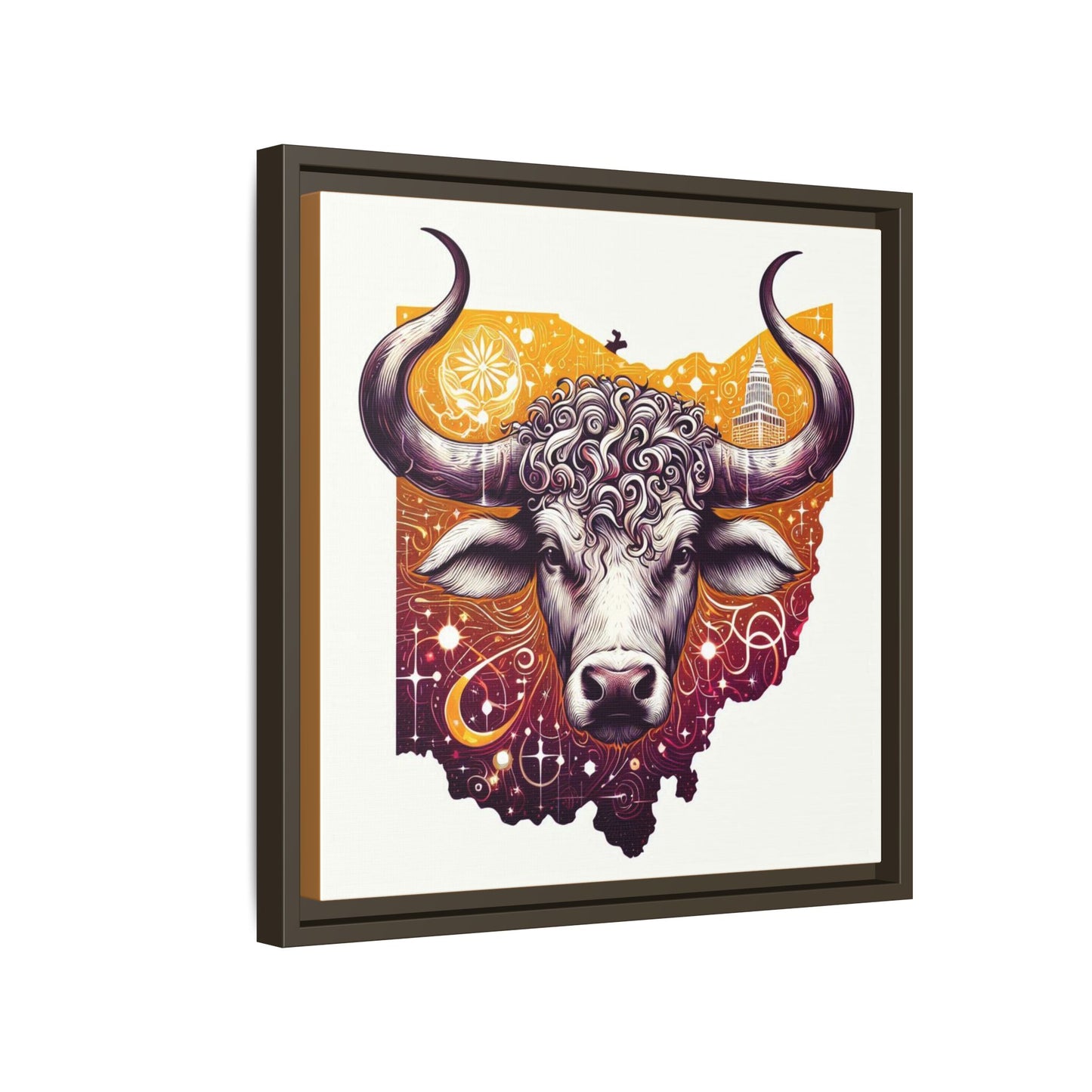 Ohio Bull Artwork - Multi-Color Framed Canvas Print