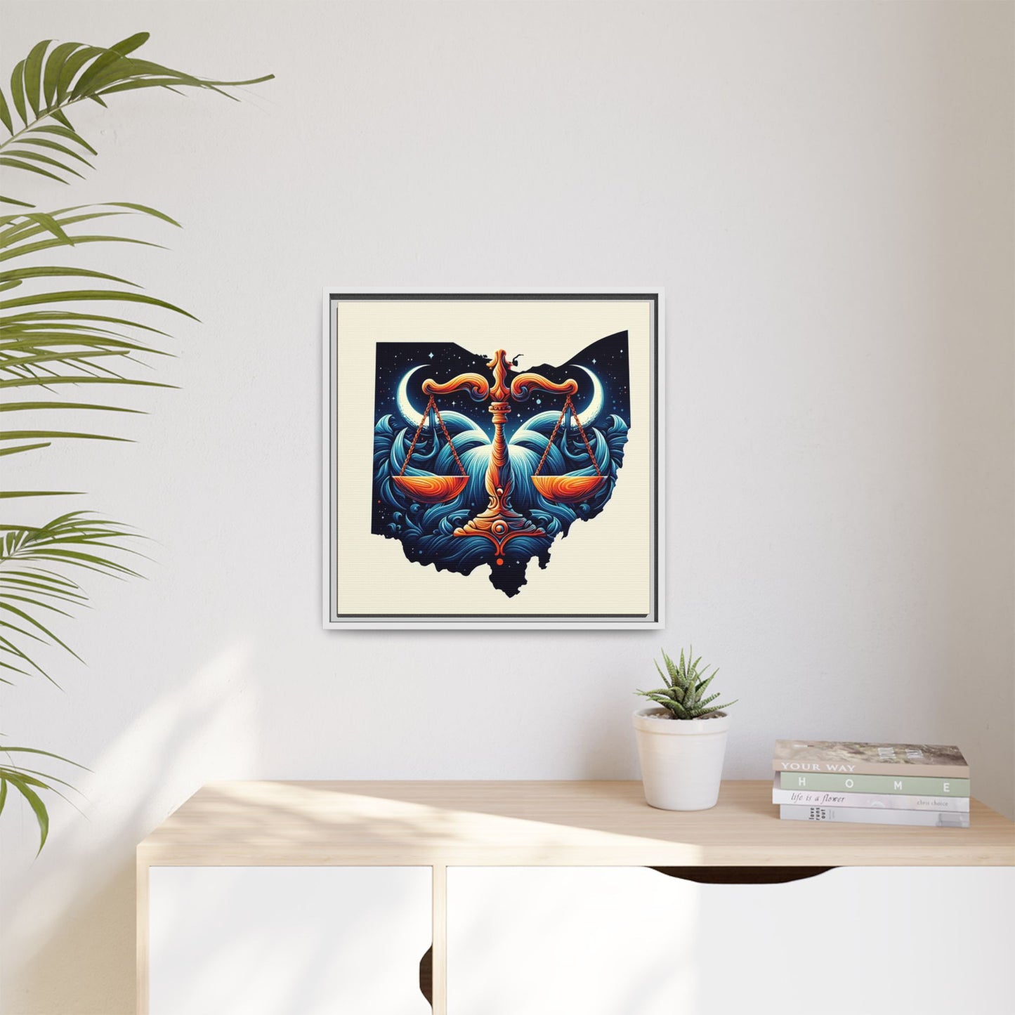 Framed Ohio Balance Artwork - Multi-Color Matte Canvas