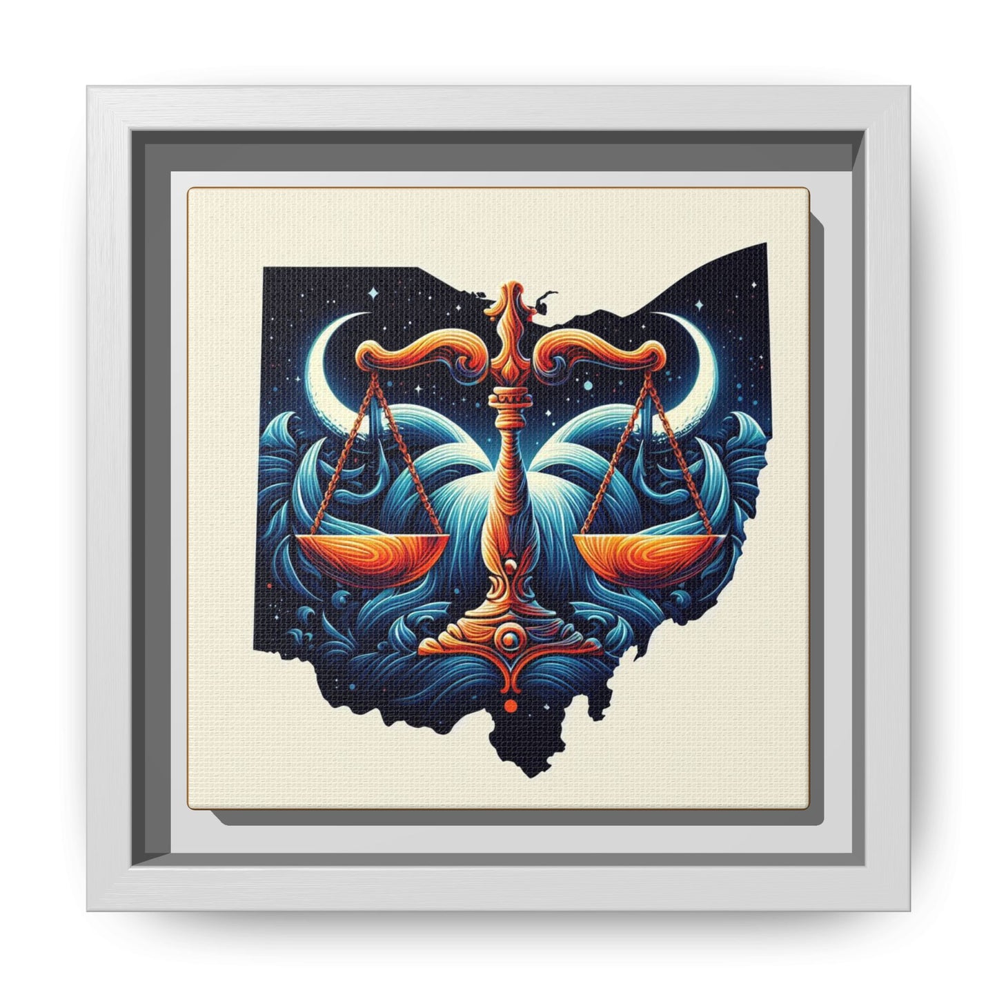 Framed Ohio Balance Artwork - Multi-Color Matte Canvas