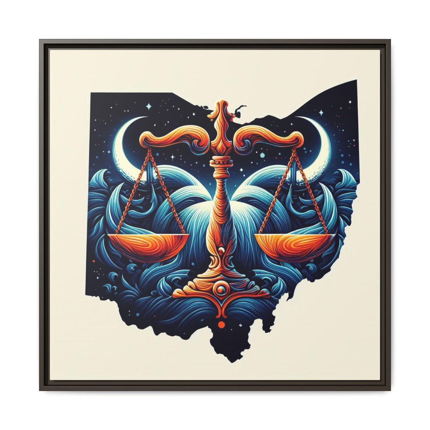 Framed Ohio Balance Artwork - Multi-Color Matte Canvas
