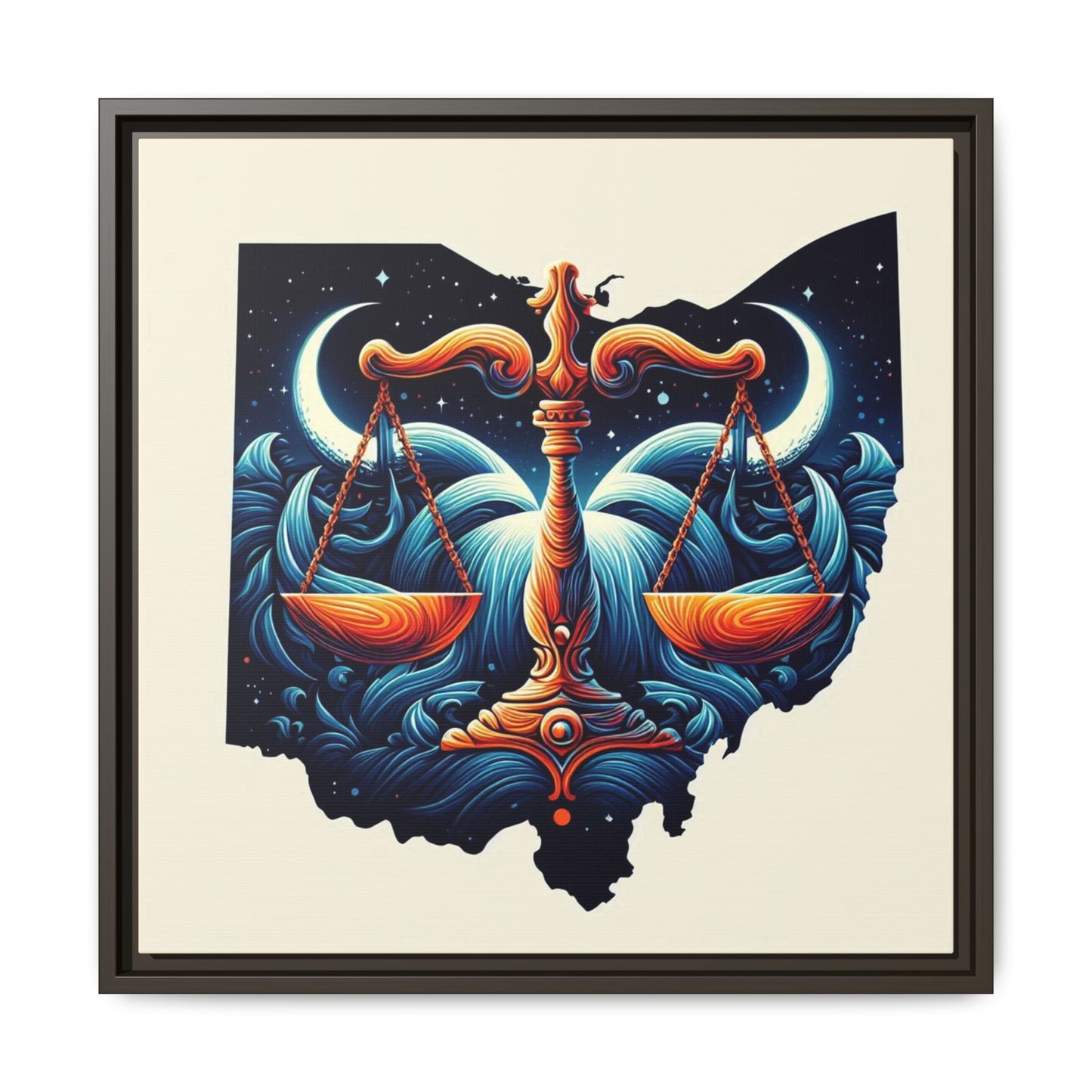 Framed Ohio Balance Artwork - Multi-Color Matte Canvas