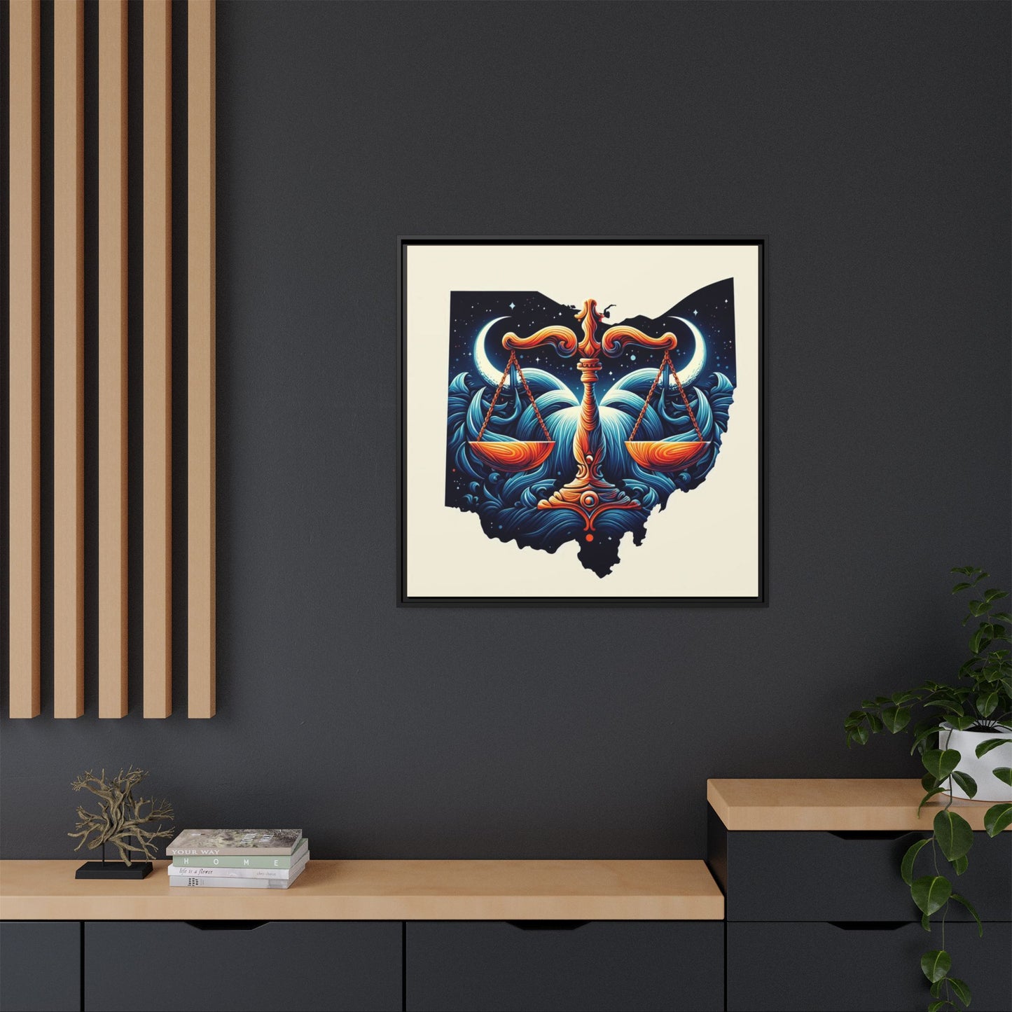 Framed Ohio Balance Artwork - Multi-Color Matte Canvas