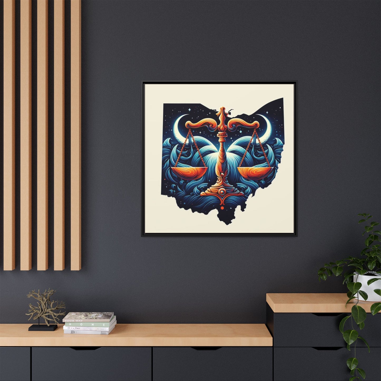 Framed Ohio Balance Artwork - Multi-Color Matte Canvas