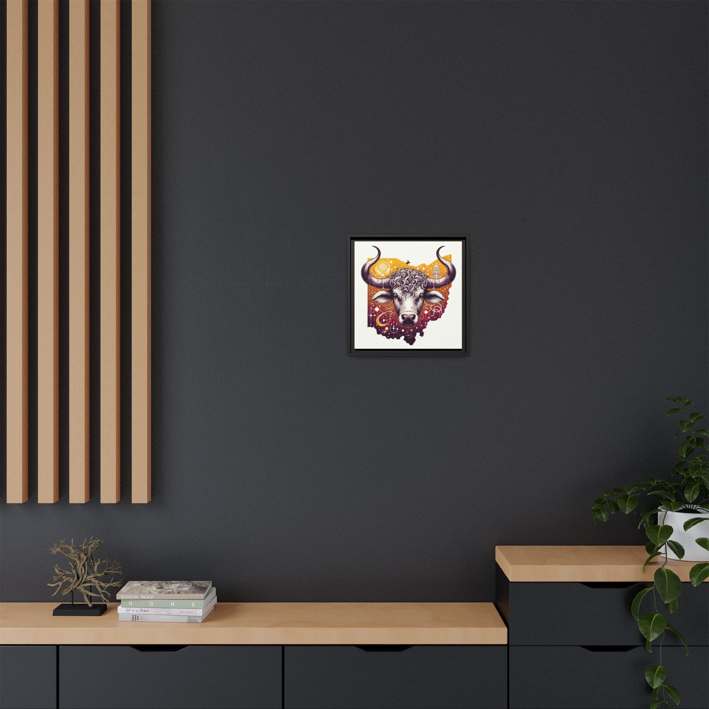 Ohio Bull Artwork - Multi-Color Framed Canvas Print