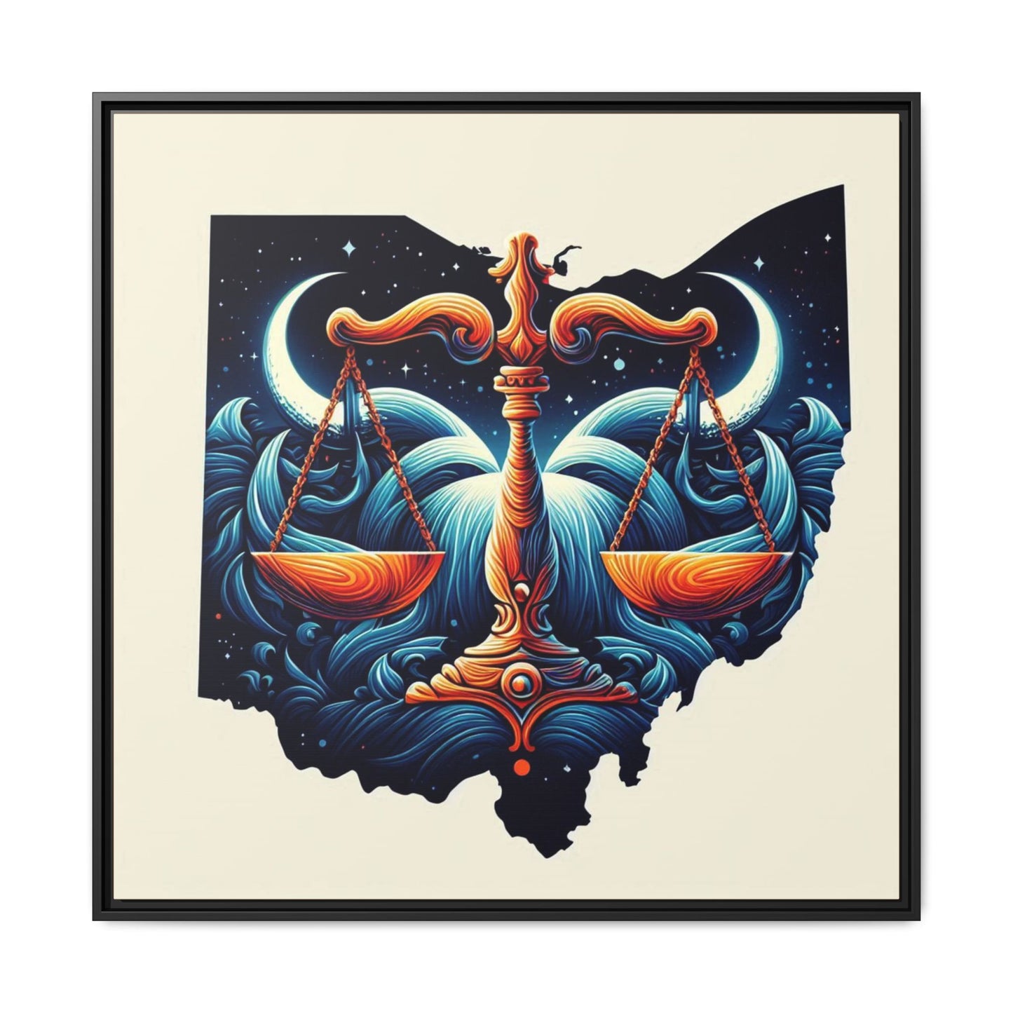 Framed Ohio Balance Artwork - Multi-Color Matte Canvas