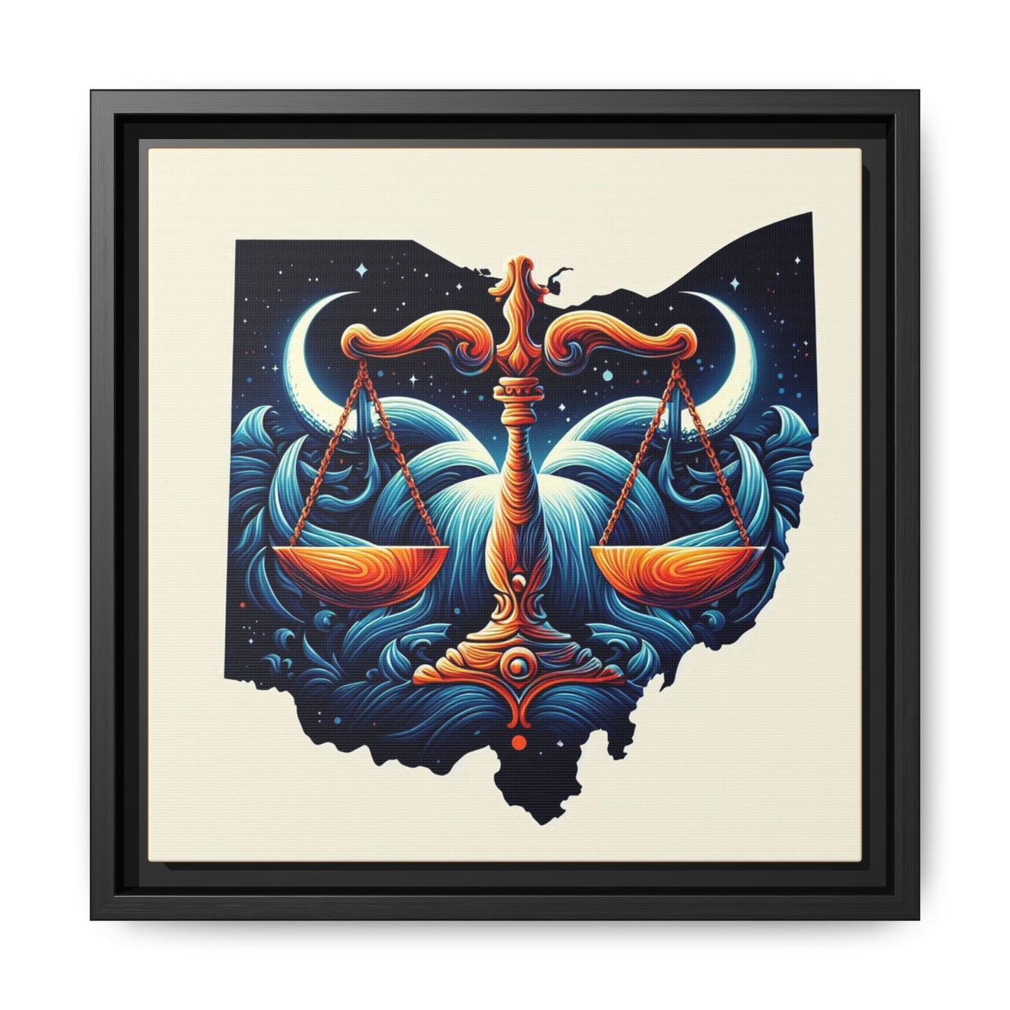 Framed Ohio Balance Artwork - Multi-Color Matte Canvas