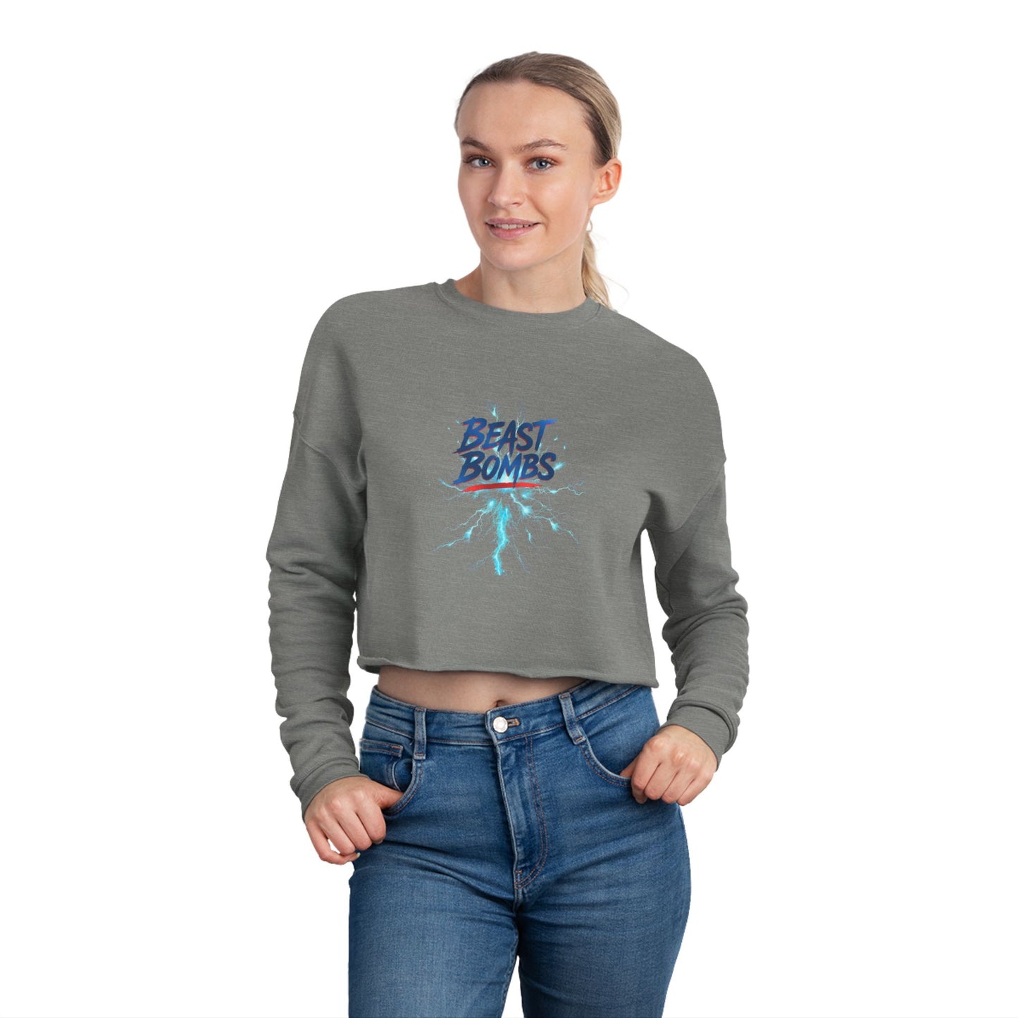 Beast Bombs Women's Cropped Sweatshirt, Casual Streetwear, Workout Fashion, Gear for Her, Fall/Winter Style, Cozy Lounge Wear