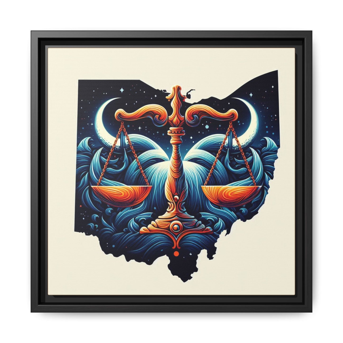Framed Ohio Balance Artwork - Multi-Color Matte Canvas