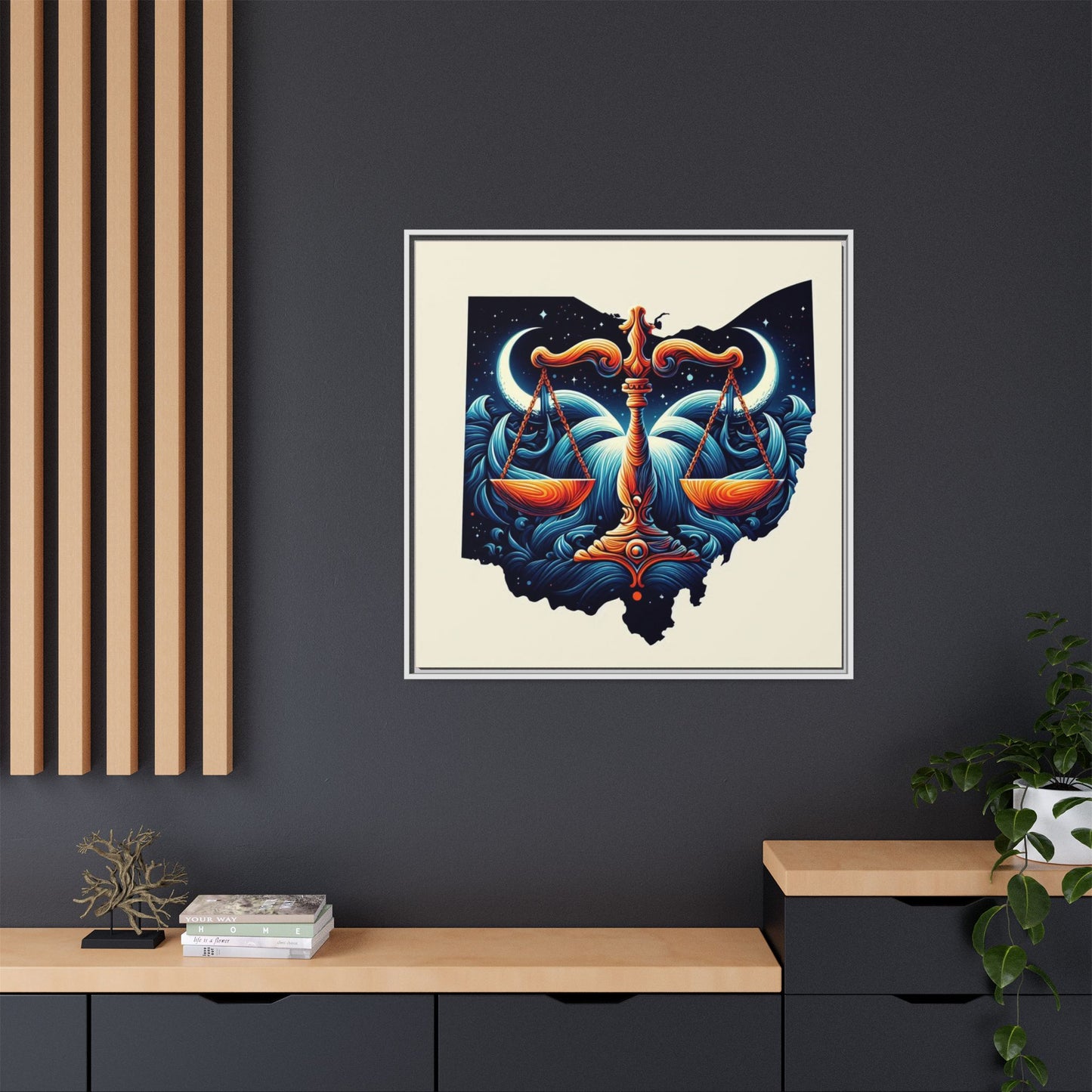 Framed Ohio Balance Artwork - Multi-Color Matte Canvas