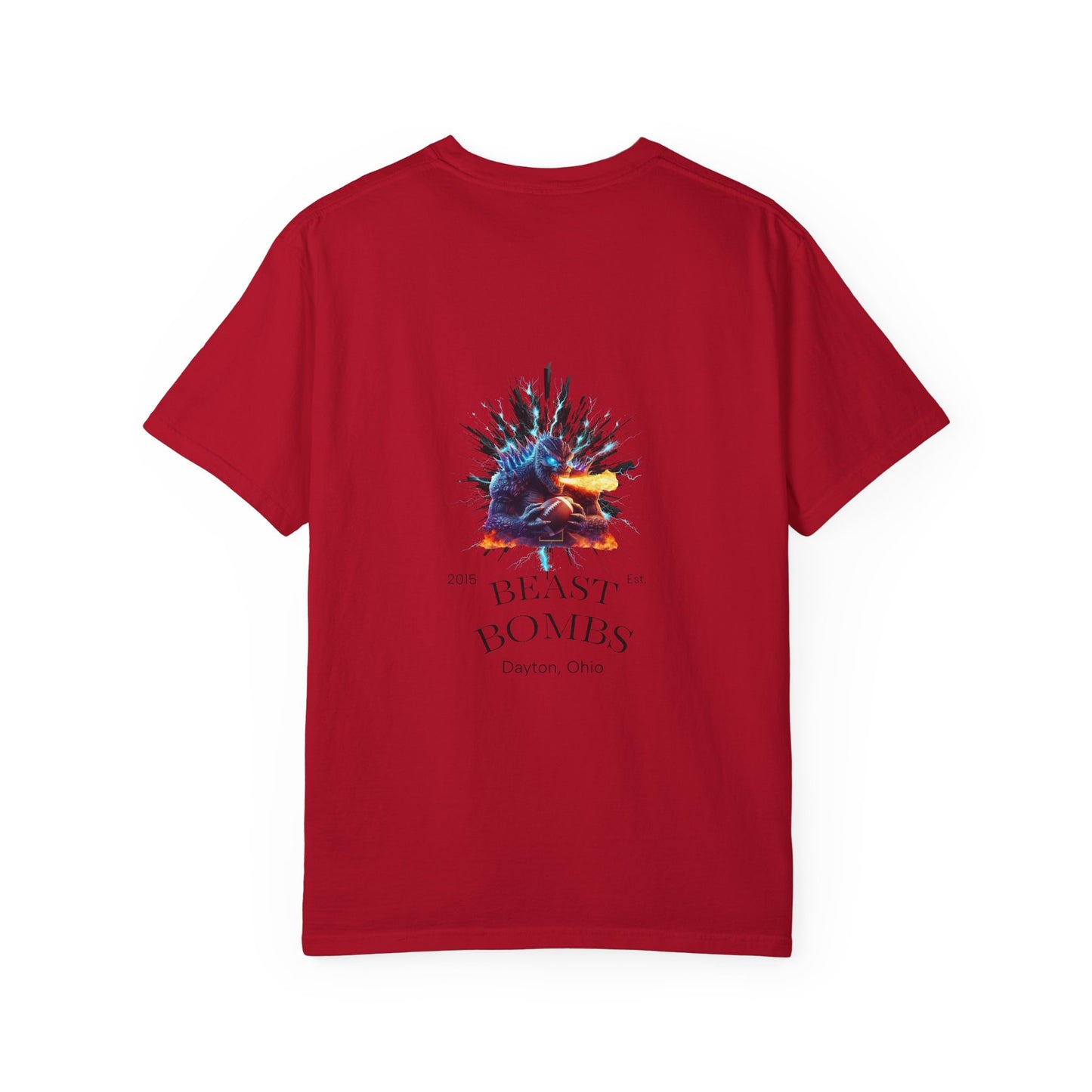 Beast Bombs Unisex Garment-Dyed Football T-Shirt – Bold Graphic Tee for Sports Fans