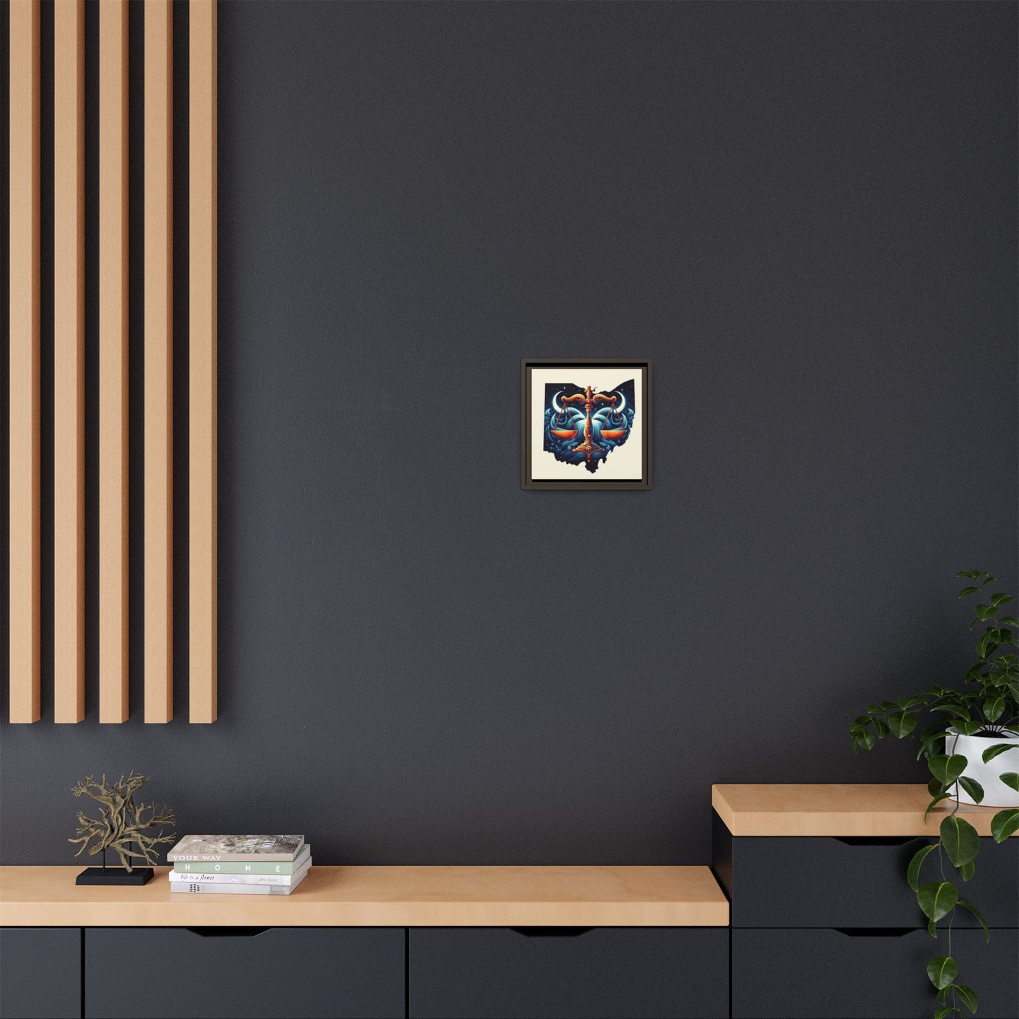 Framed Ohio Balance Artwork - Multi-Color Matte Canvas