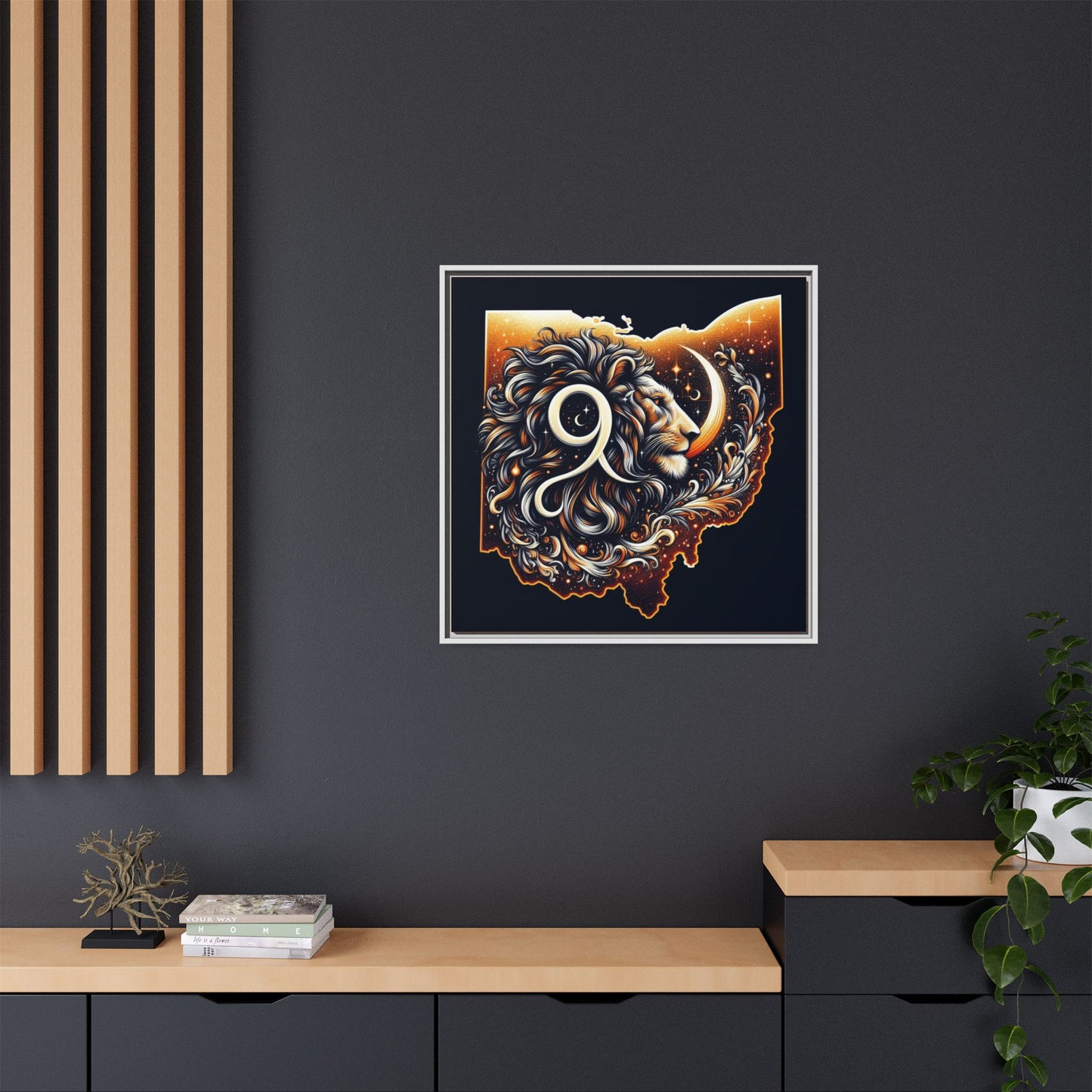 Ohio Leo Zodiac Print Matte Canvas, Framed (Multi-color)