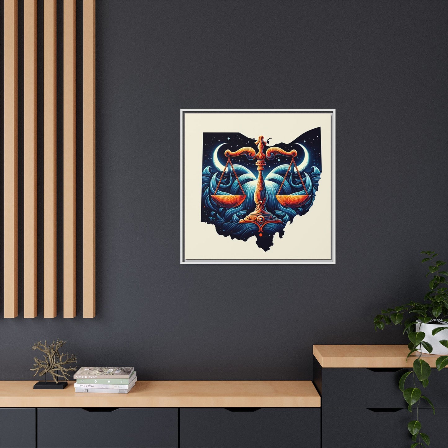 Framed Ohio Balance Artwork - Multi-Color Matte Canvas