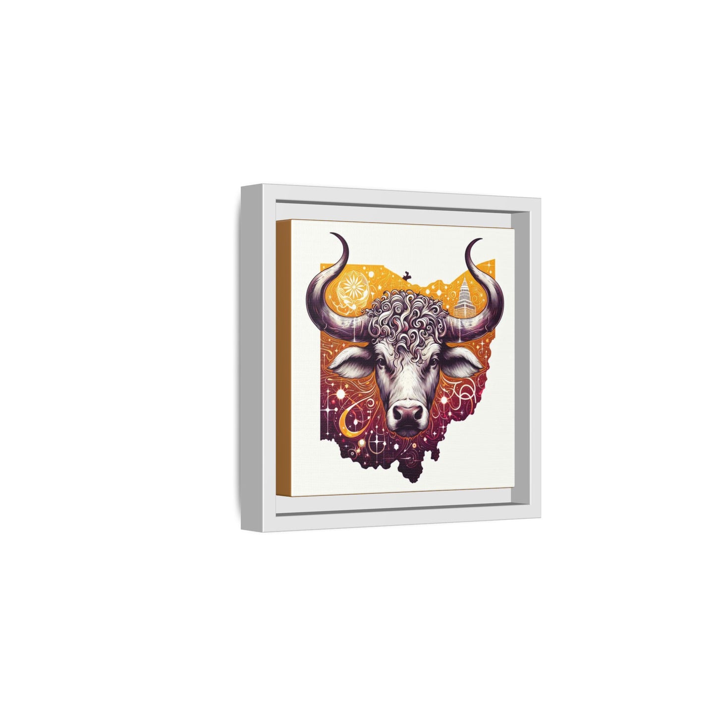 Ohio Bull Artwork - Multi-Color Framed Canvas Print