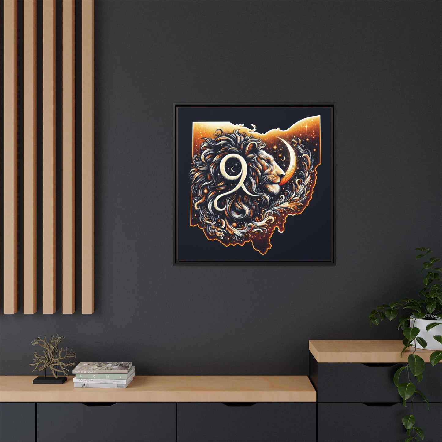 Ohio Leo Zodiac Print Matte Canvas, Framed (Multi-color)