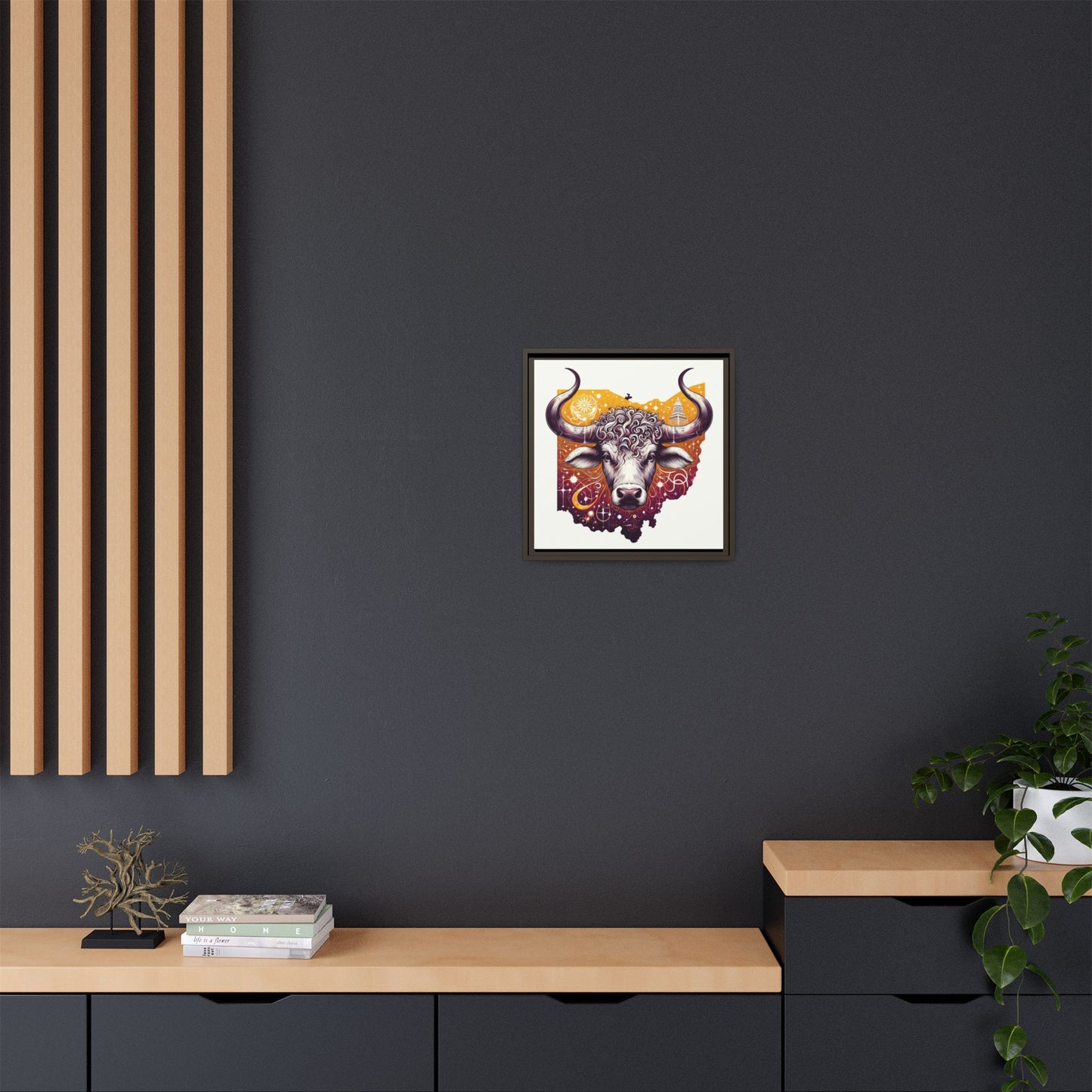 Ohio Bull Artwork - Multi-Color Framed Canvas Print