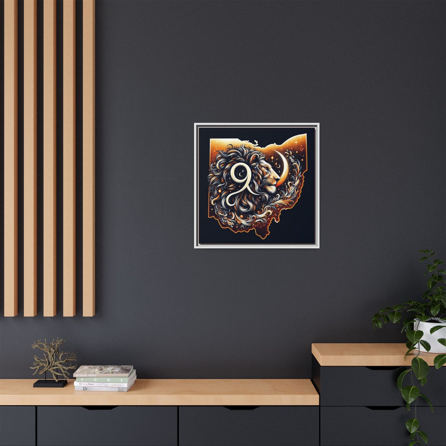 Ohio Leo Zodiac Print Matte Canvas, Framed (Multi-color)
