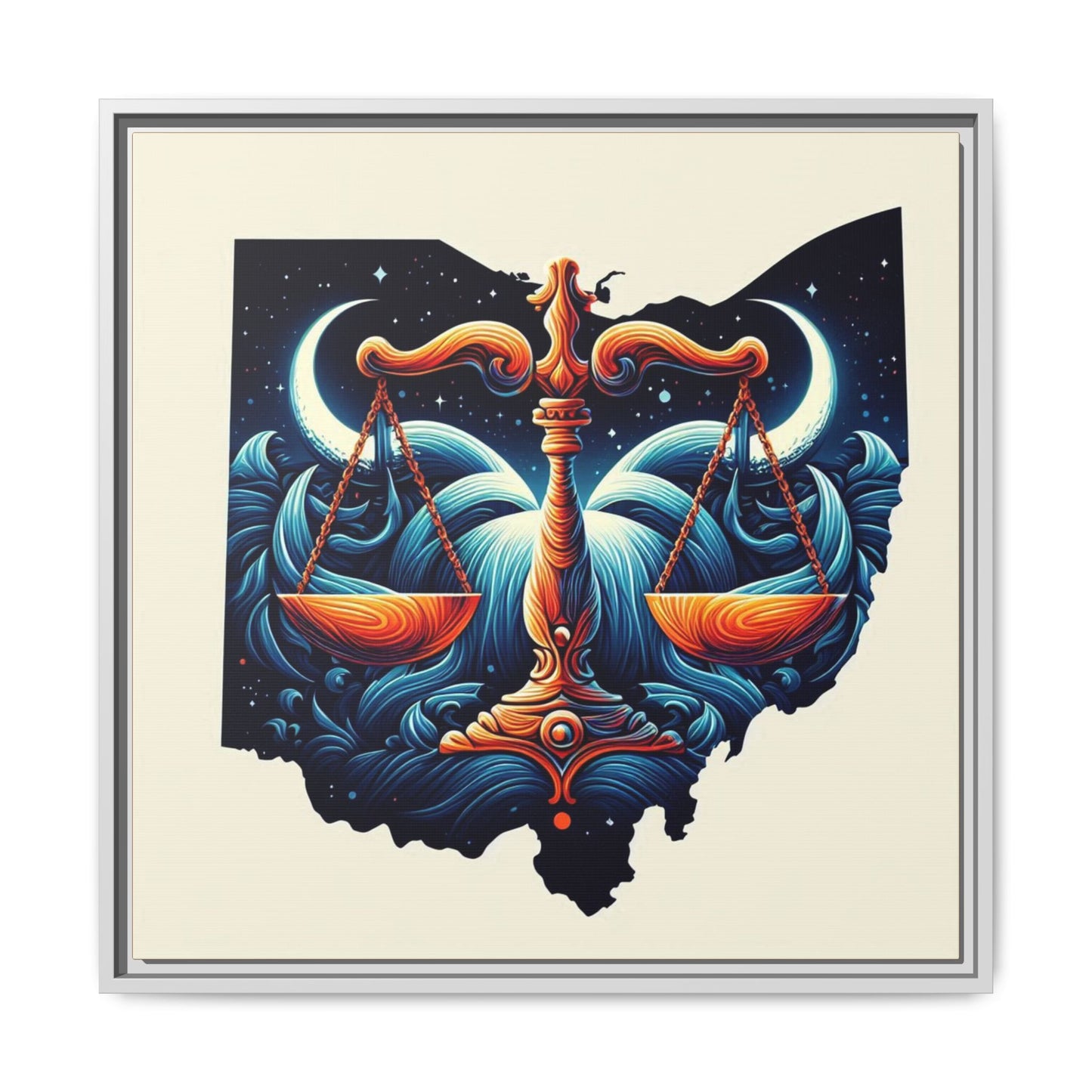 Framed Ohio Balance Artwork - Multi-Color Matte Canvas