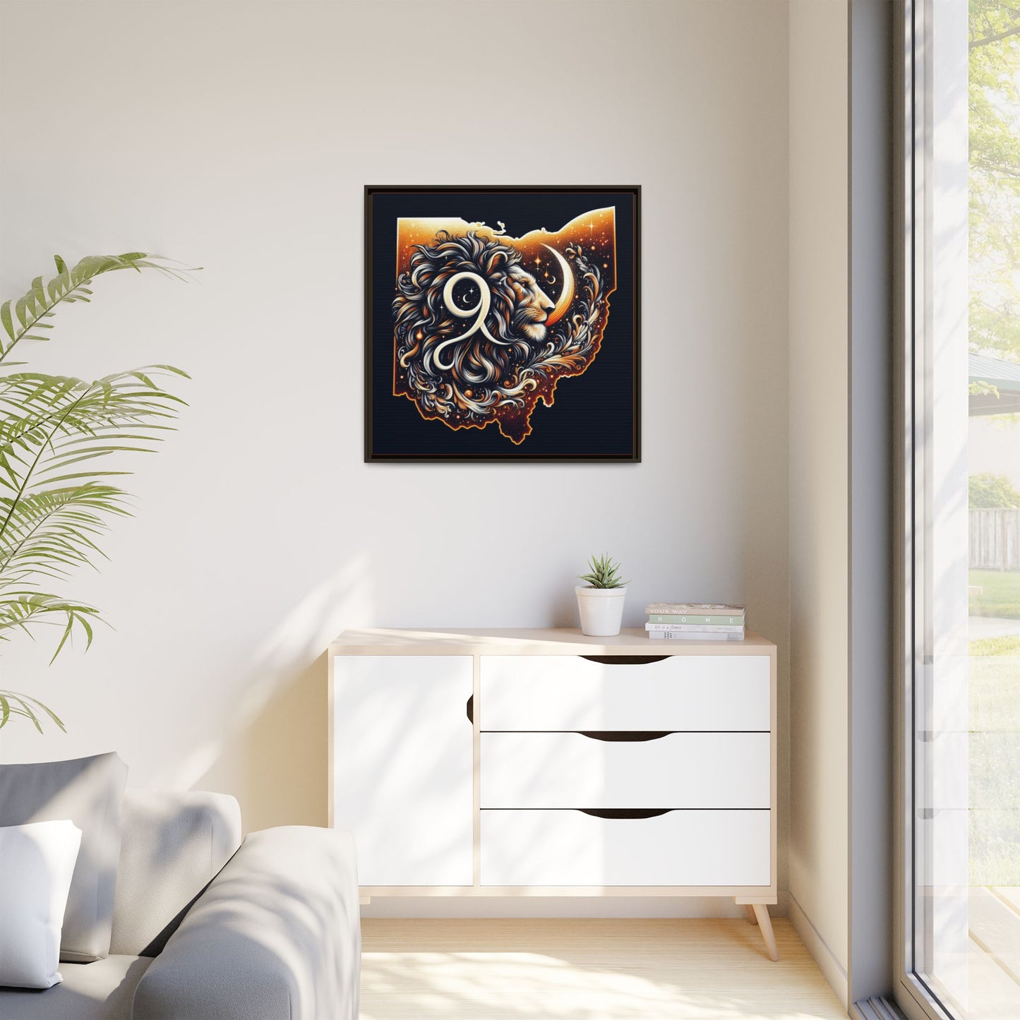 Ohio Leo Zodiac Print Matte Canvas, Framed (Multi-color)