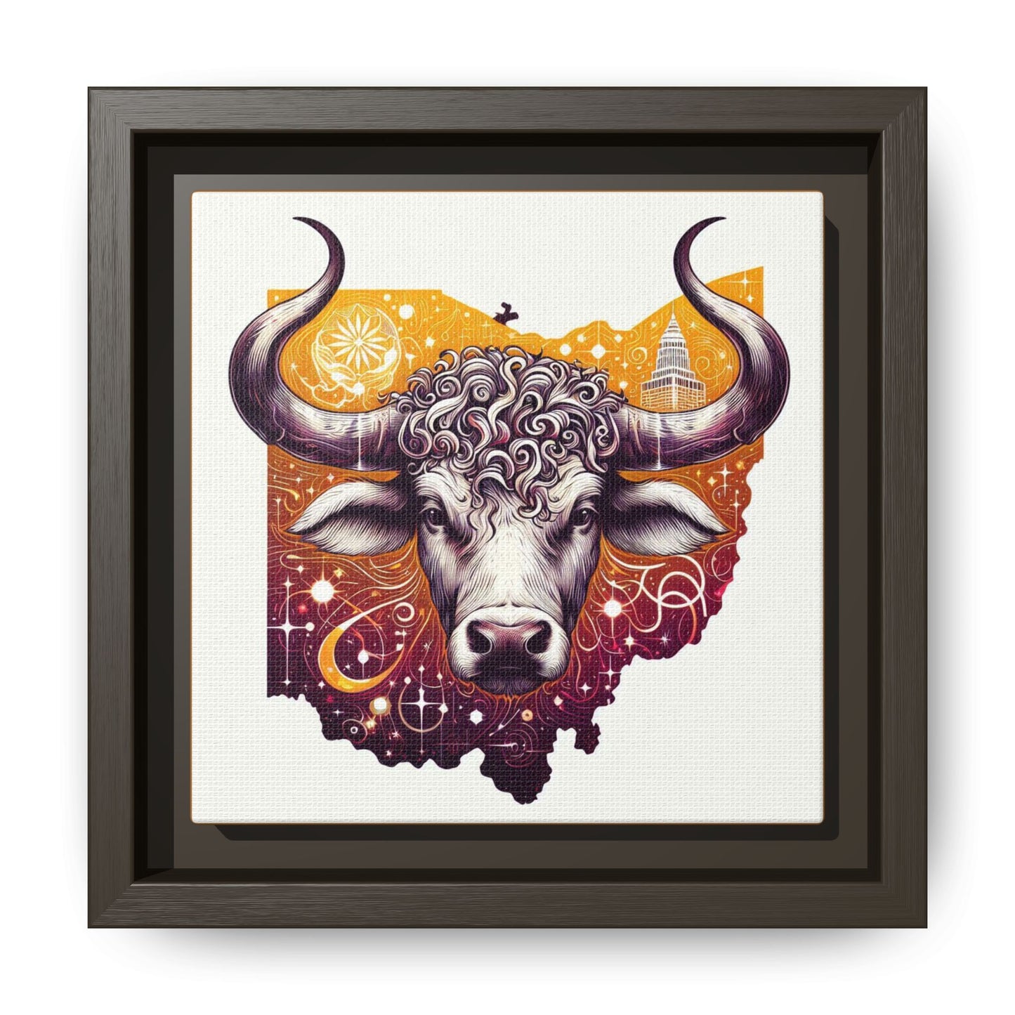Ohio Bull Artwork - Multi-Color Framed Canvas Print